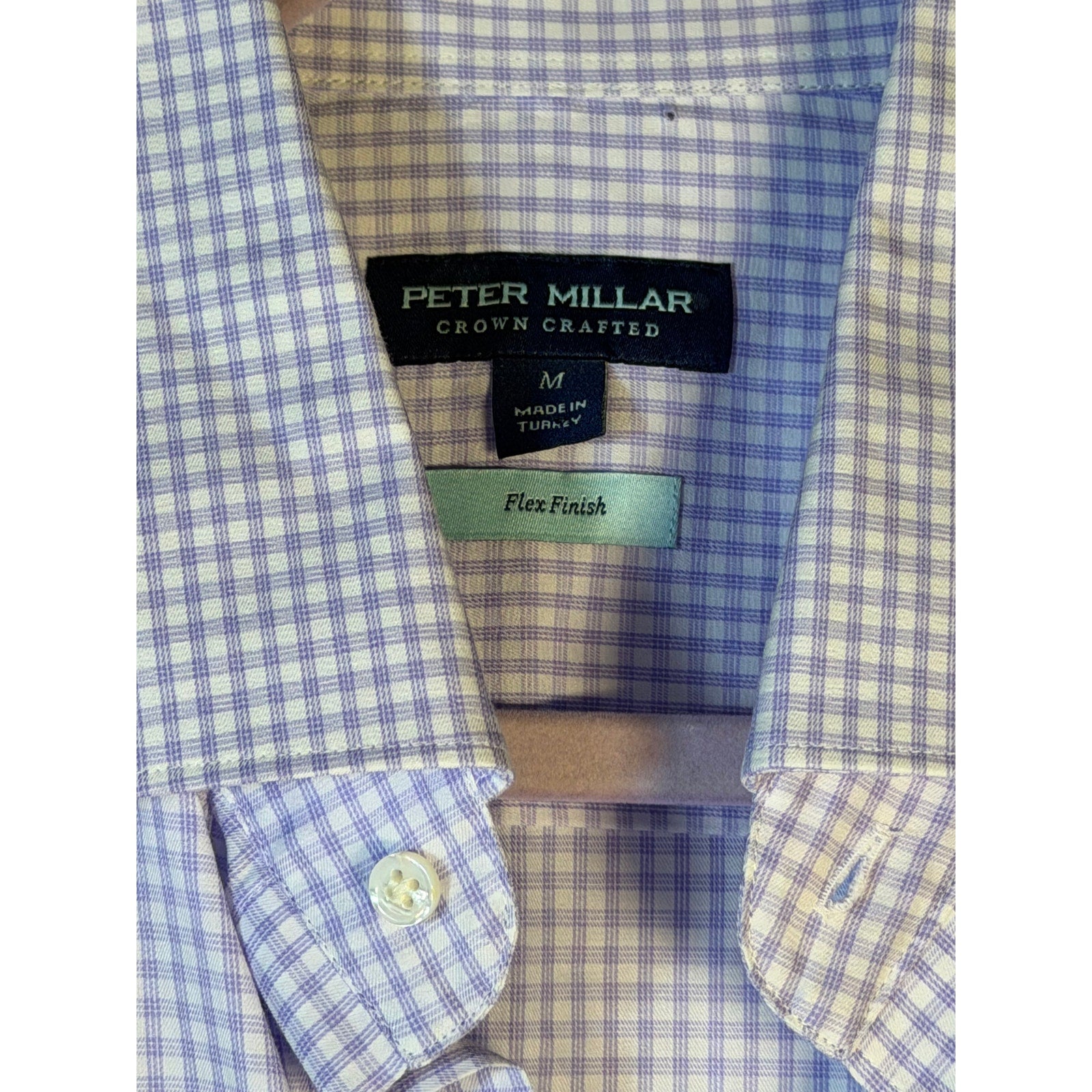 Peter Millar Crown Crafted Flex Finish Dress Shirt Purple Check Men's M NWT