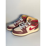 Nike Air Jordan 1 Mid SE Craft Sneakers Sail Red Brown Men's Size 4