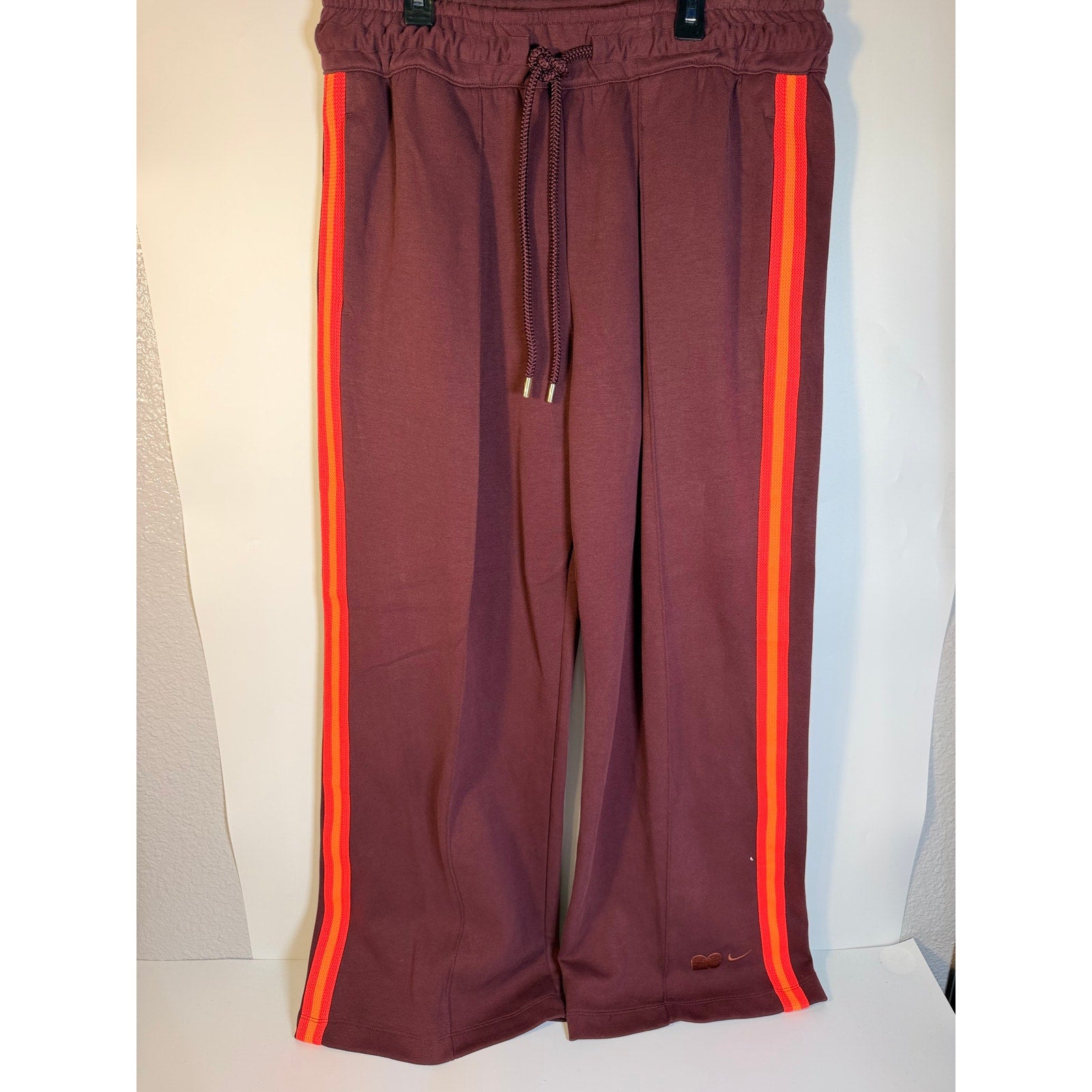 Nike NOCTA Open Hem Fleece Track Pants Brown Orange Stripes Men's L