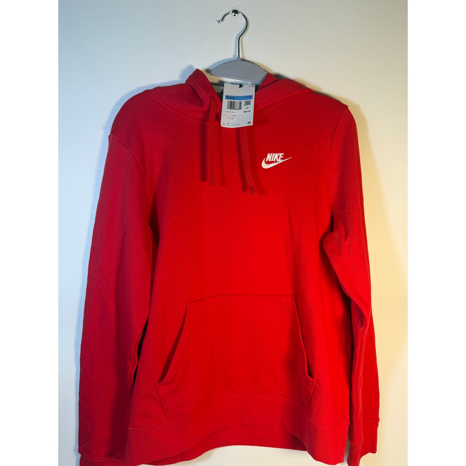 Nike Sportswear Club Fleece Pullover Hoodie Red Women's Medium Sweatshirt NWT
