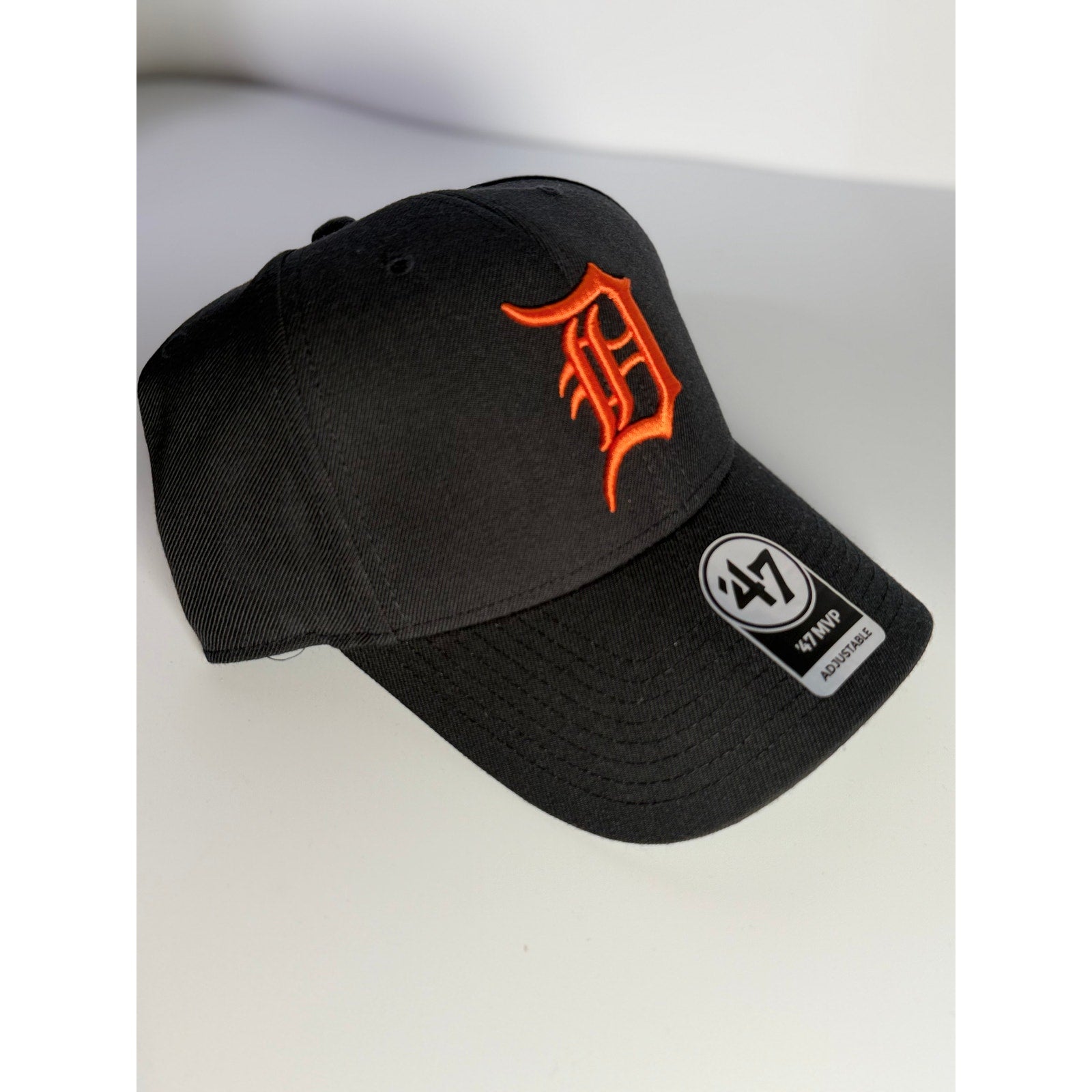 '47 Detroit Tigers MVP Adjustable Hat Black Orange Logo Cap NWT OSFM