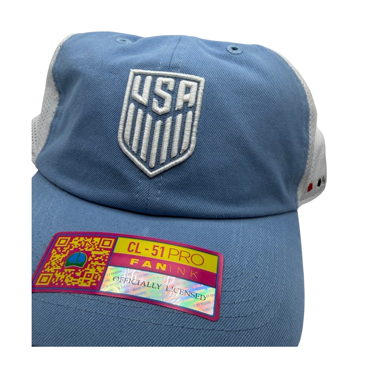 USA Soccer Fan Ink CL-51 Pro Adjustable Trucker Hat Blue White One Size NWOT