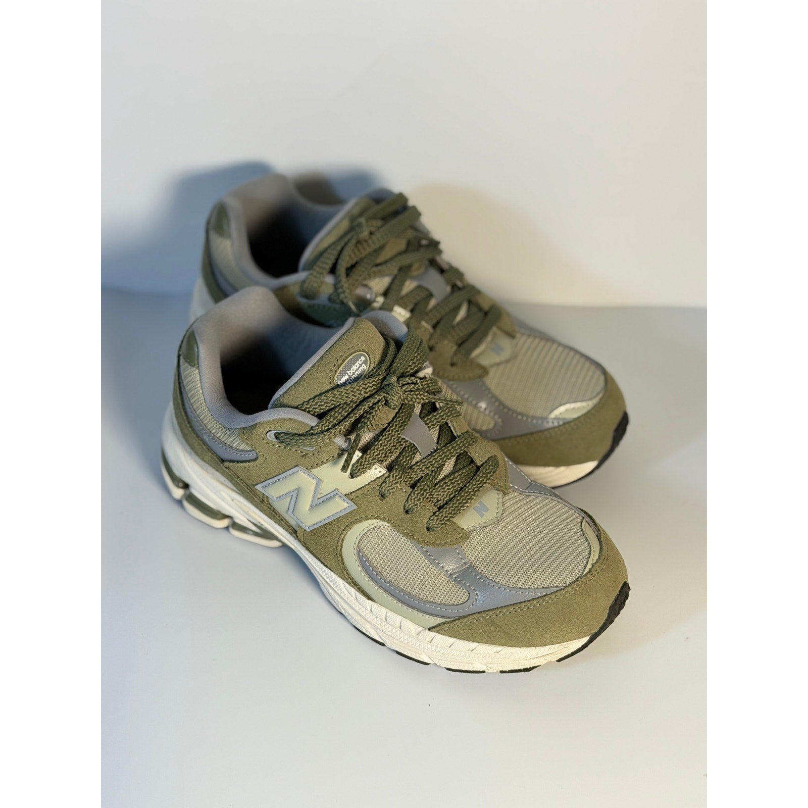 New Balance 2002R Running Sneakers – Olive/Gray – Youth 5.5 – Pre-Owned