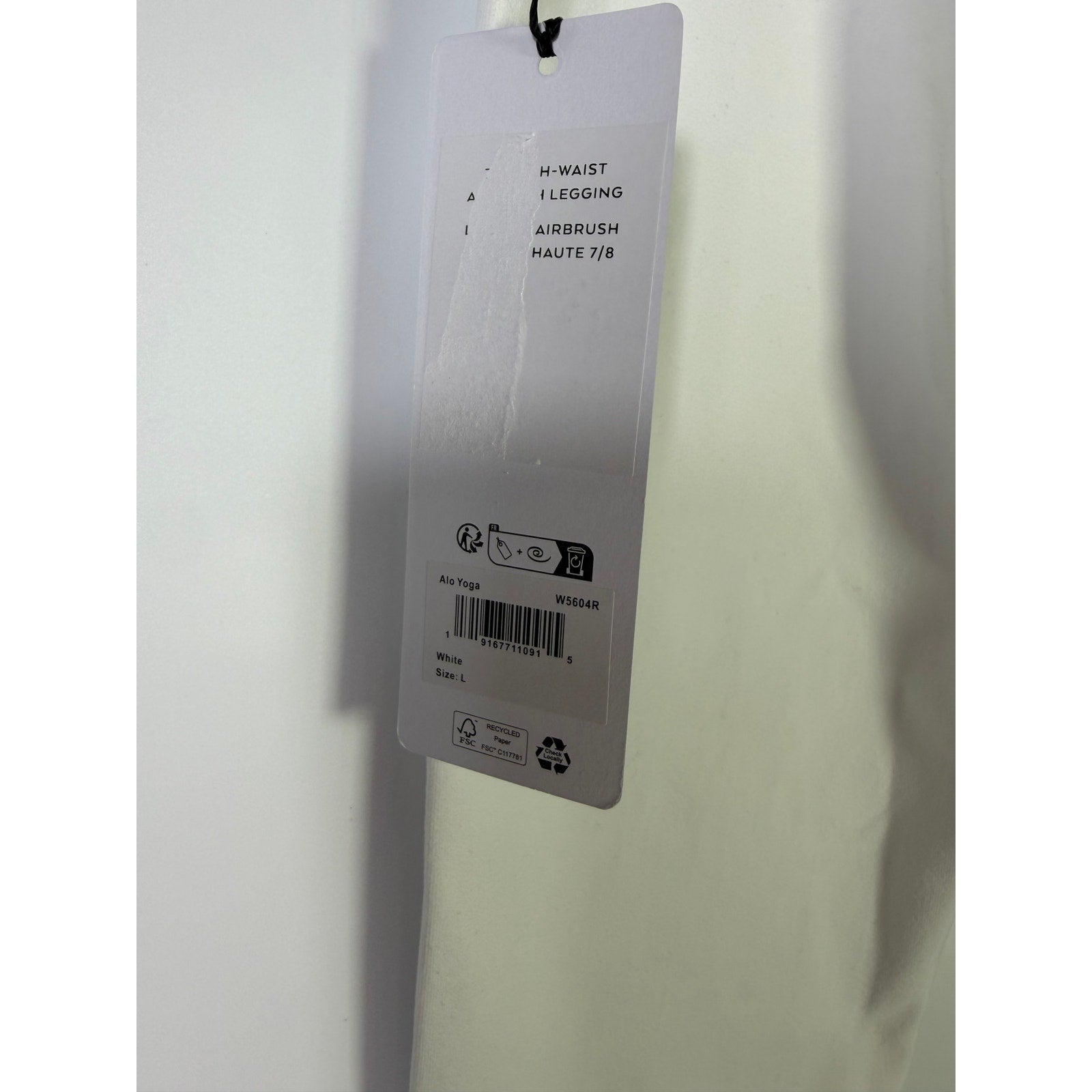 Alo Yoga 7/8 High Waist Airbrush Leggings White Women's Large NWT