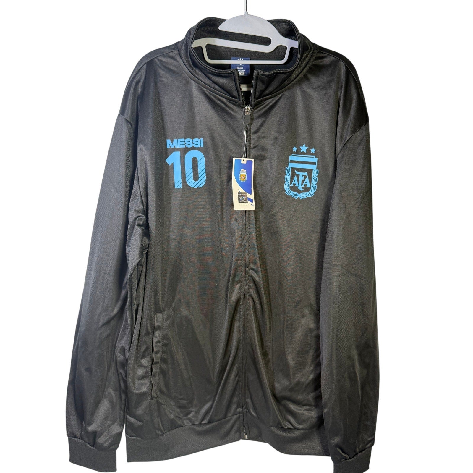 AFA Argentina Messi #10 Full Zip Track Jacket Black Blue Official Product XL NWT