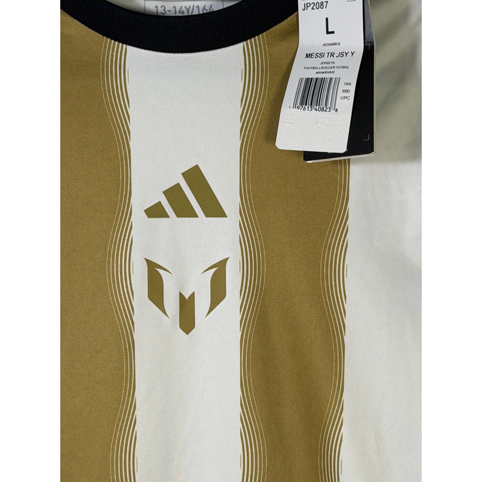 Adidas Messi Training Soccer Jersey – Youth Large (13–14Y) – White/Gold – NWT