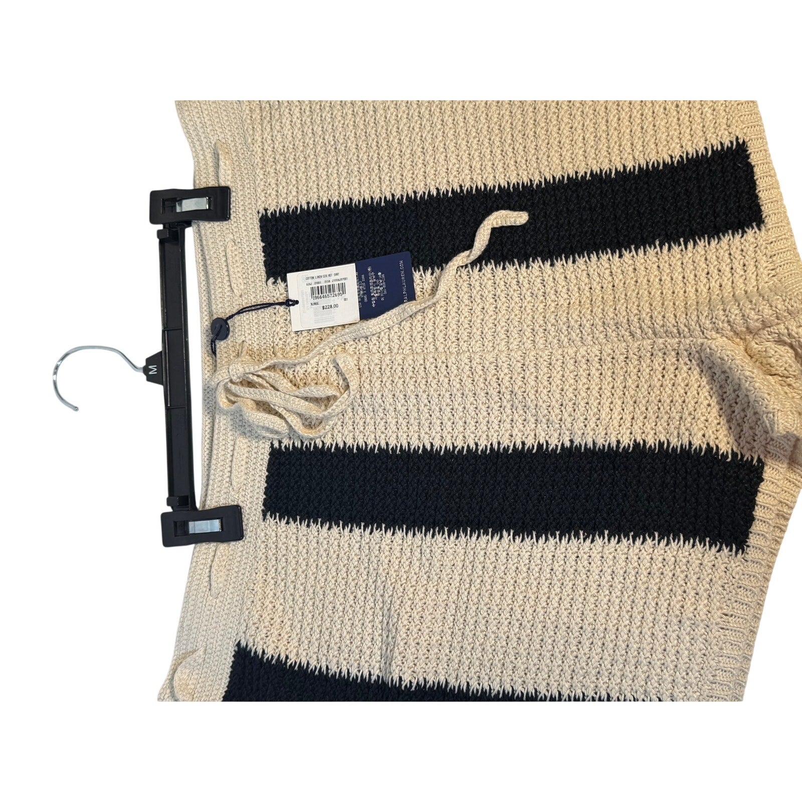 Polo Ralph Lauren Cotton Linen Stripe Knit Shorts Cream Navy Men's XL NWT