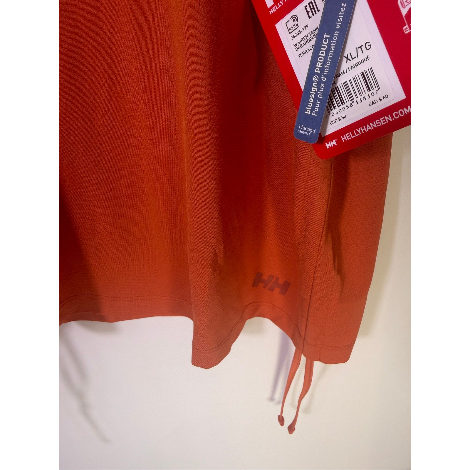 Helly Hansen Women's Active Tank Top XL Orange Sleeveless Drawstring Hem New