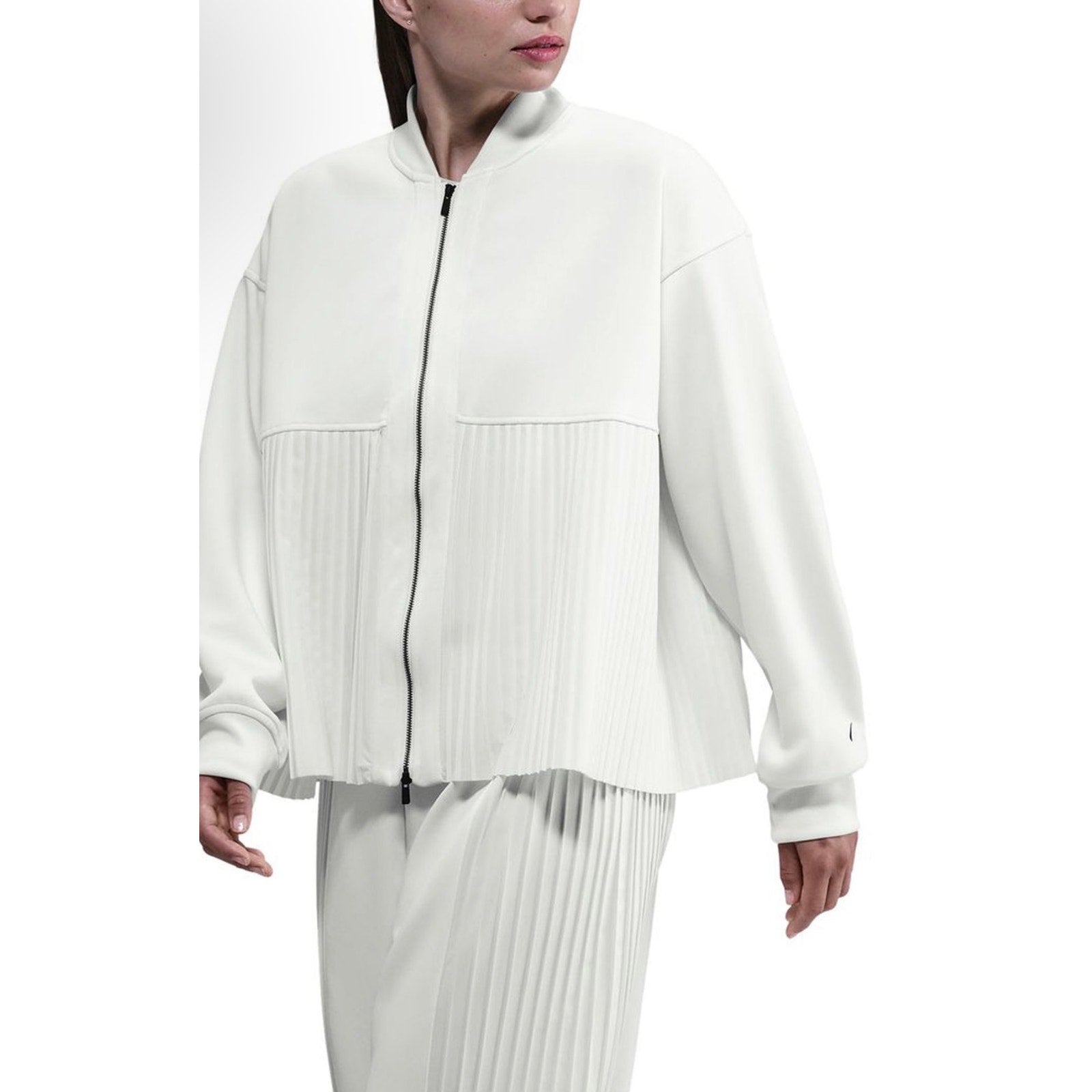 Nike Women's Pleated Bomber Jacket Full Zip Sail White Size M NWT