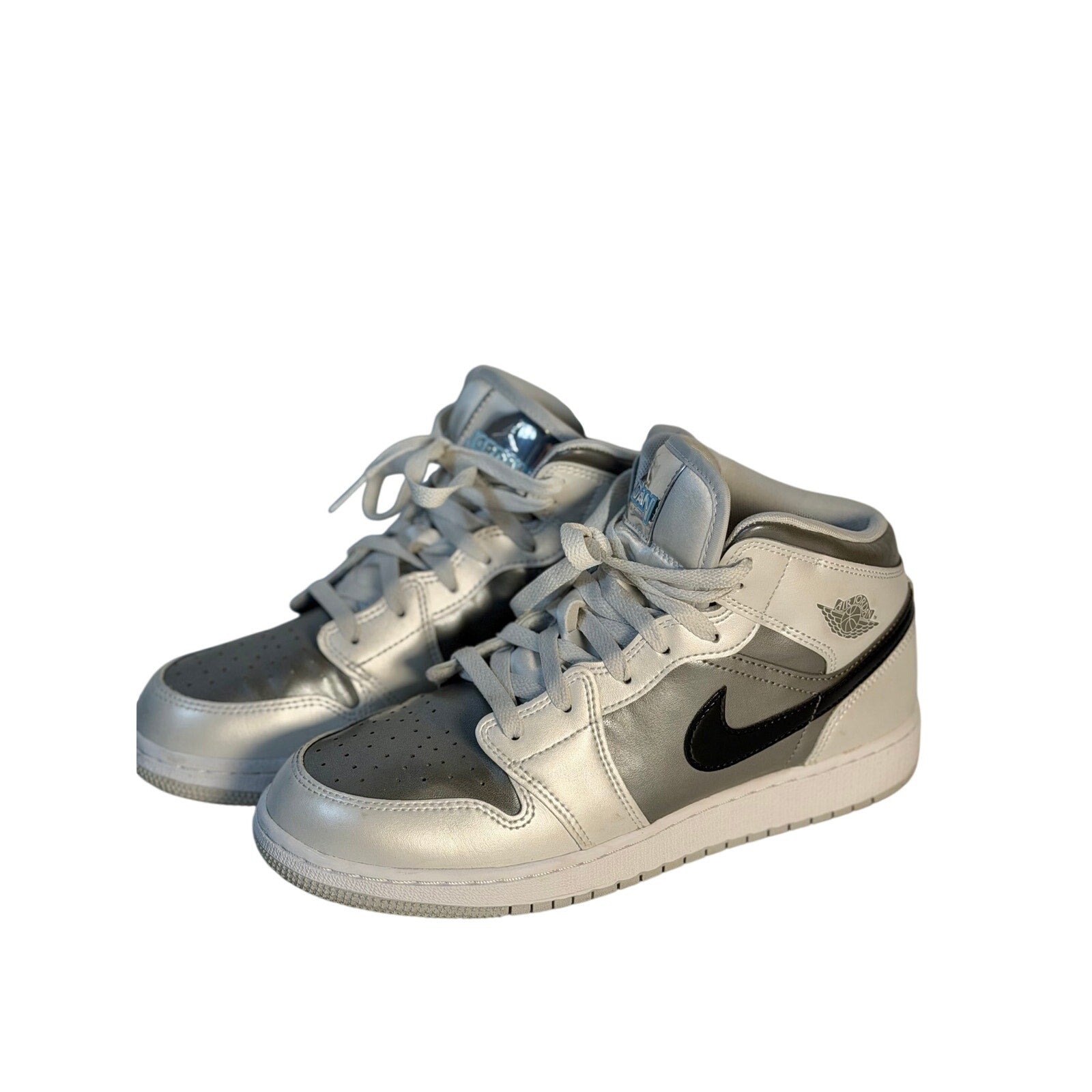 Air Jordan 1 Mid GS White Gray Black Sneakers Youth Size 7Y HV4490-014