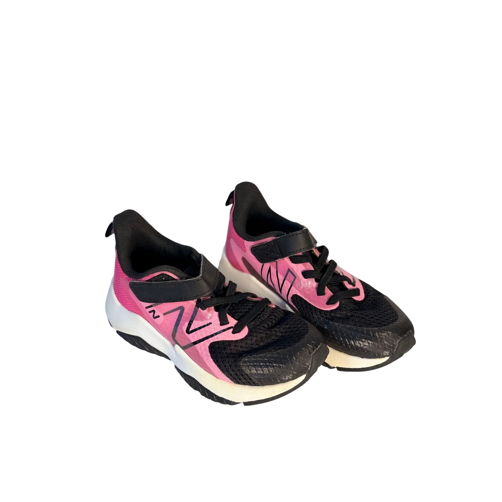 New Balance Kids Running Shoes Black Pink Hook & Loop Sneakers Size 11 US