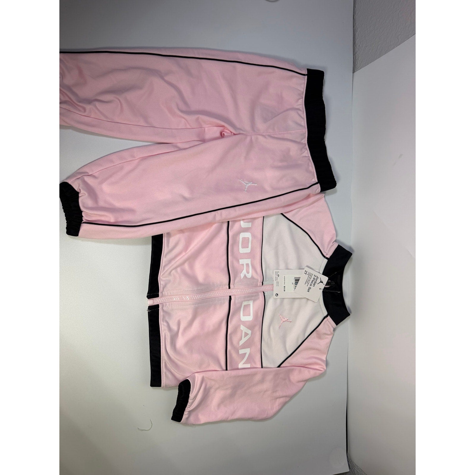 Jordan Toddler Girls 2-Piece Track Jacket Pants Set Pink Black Size 2T NWT