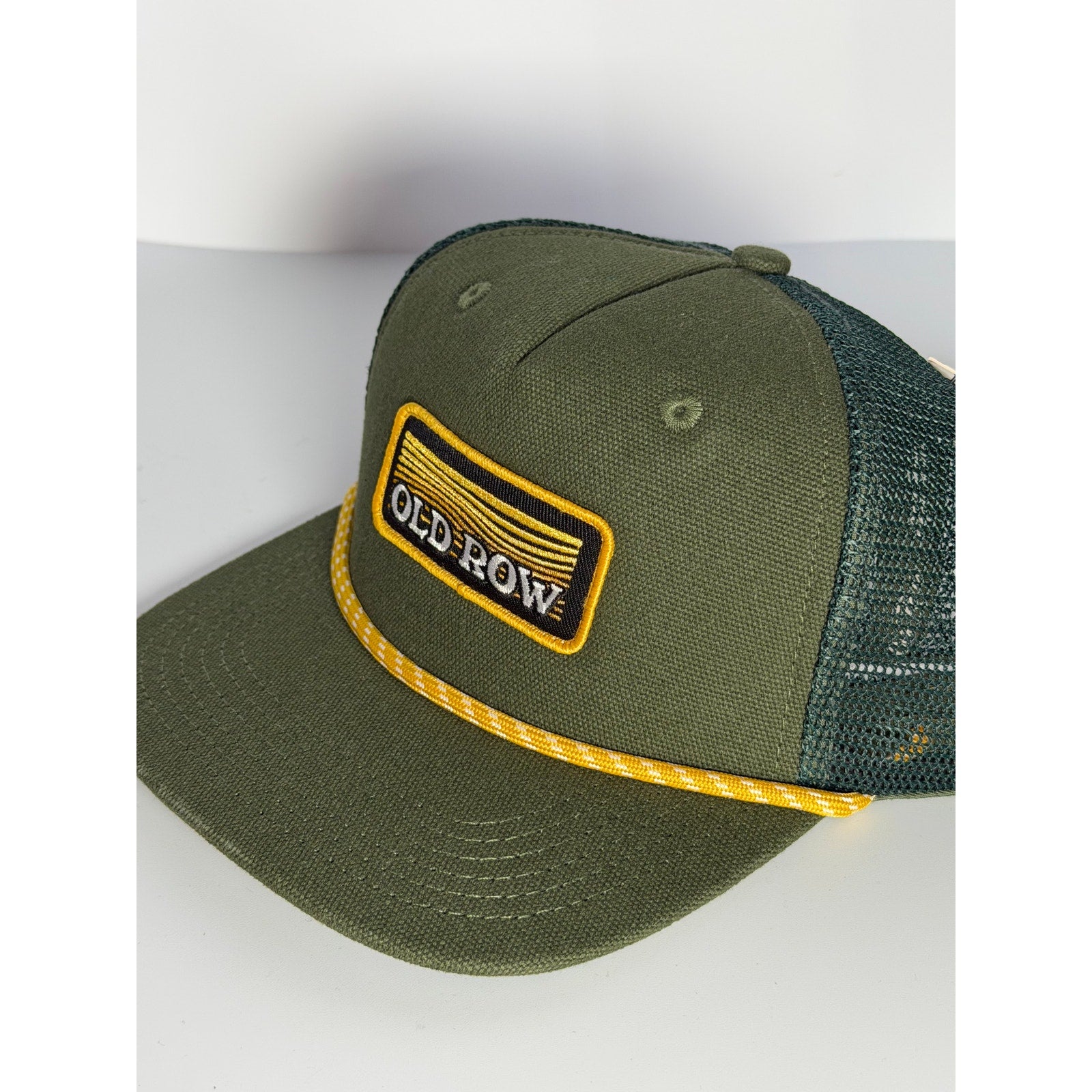 Old Row Olive Green Rope Trucker Snapback Hat Adjustable Cap NWT One Size