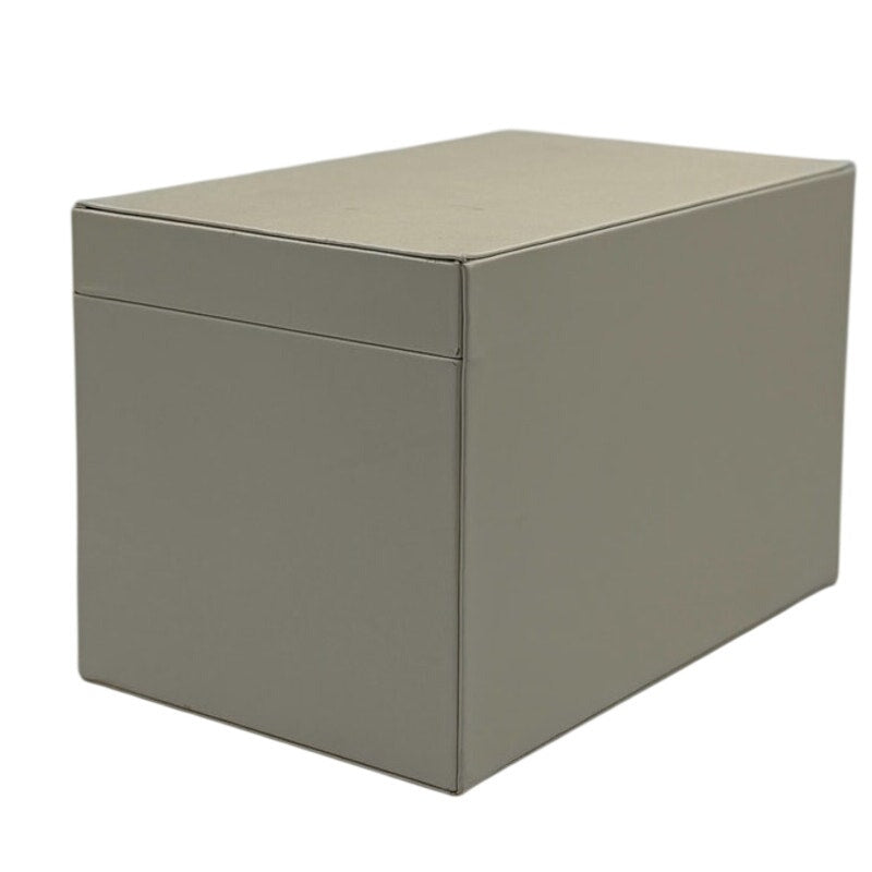 3-Tier Ivory Faux Leather Jewelry Box – Champagne Gold Handles – Faux Suede Lining