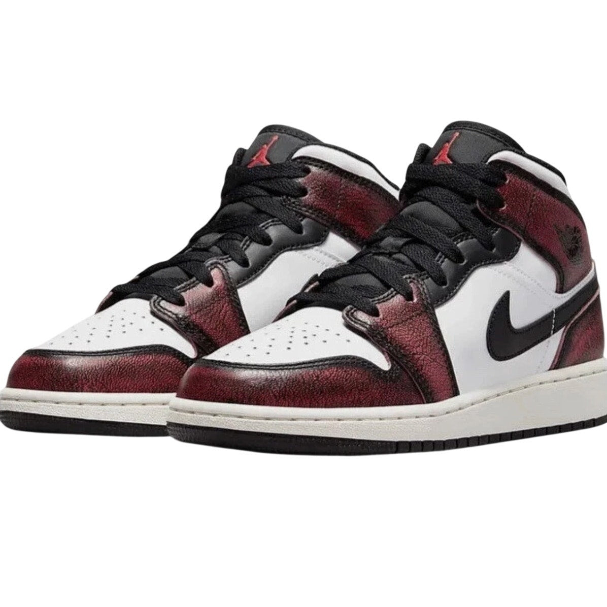 Nike Air Jordan 1 Mid SE Wear-Away Chicago Black White FB0568-006 GS Youth 6.5Y