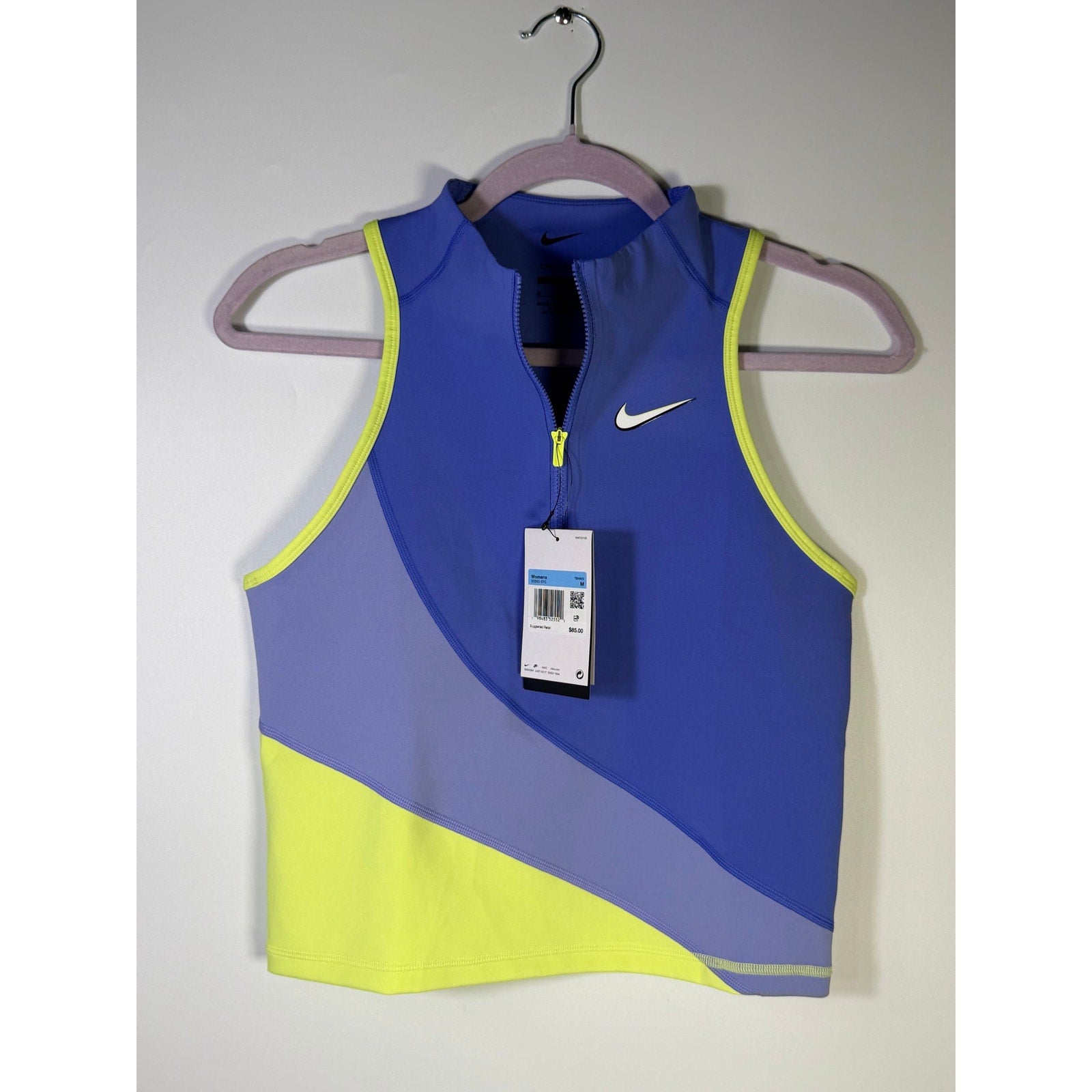 Nike Women’s Sleeveless Quarter-Zip Crop Top Blue Lime Size M NWT