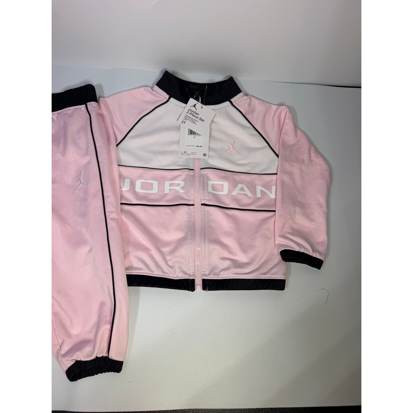 Jordan Toddler Girls 2-Piece Track Jacket Pants Set Pink Black Size 2T NWT
