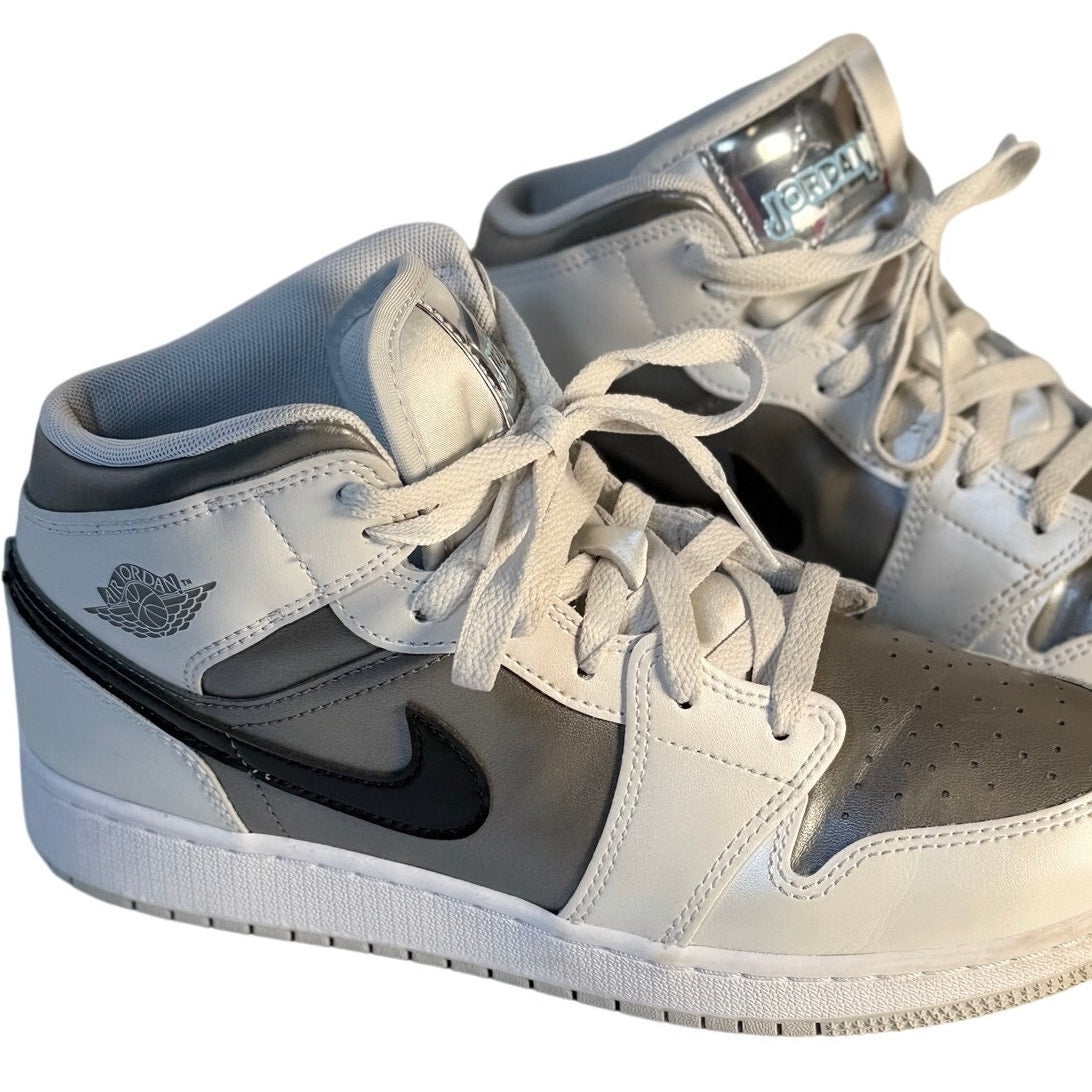 Air Jordan 1 Mid GS White Gray Black Sneakers Youth Size 7Y HV4490-014