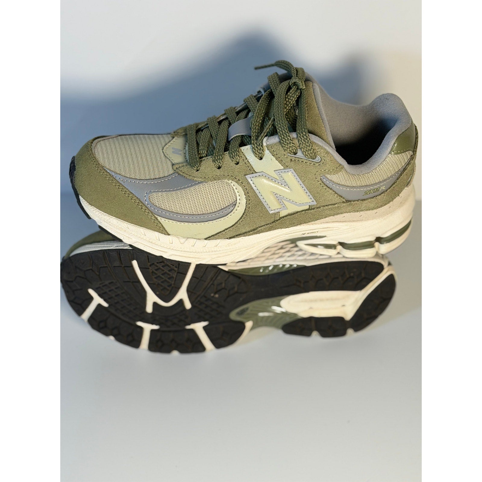 New Balance 2002R Running Sneakers – Olive/Gray – Youth 5.5 – Pre-Owned
