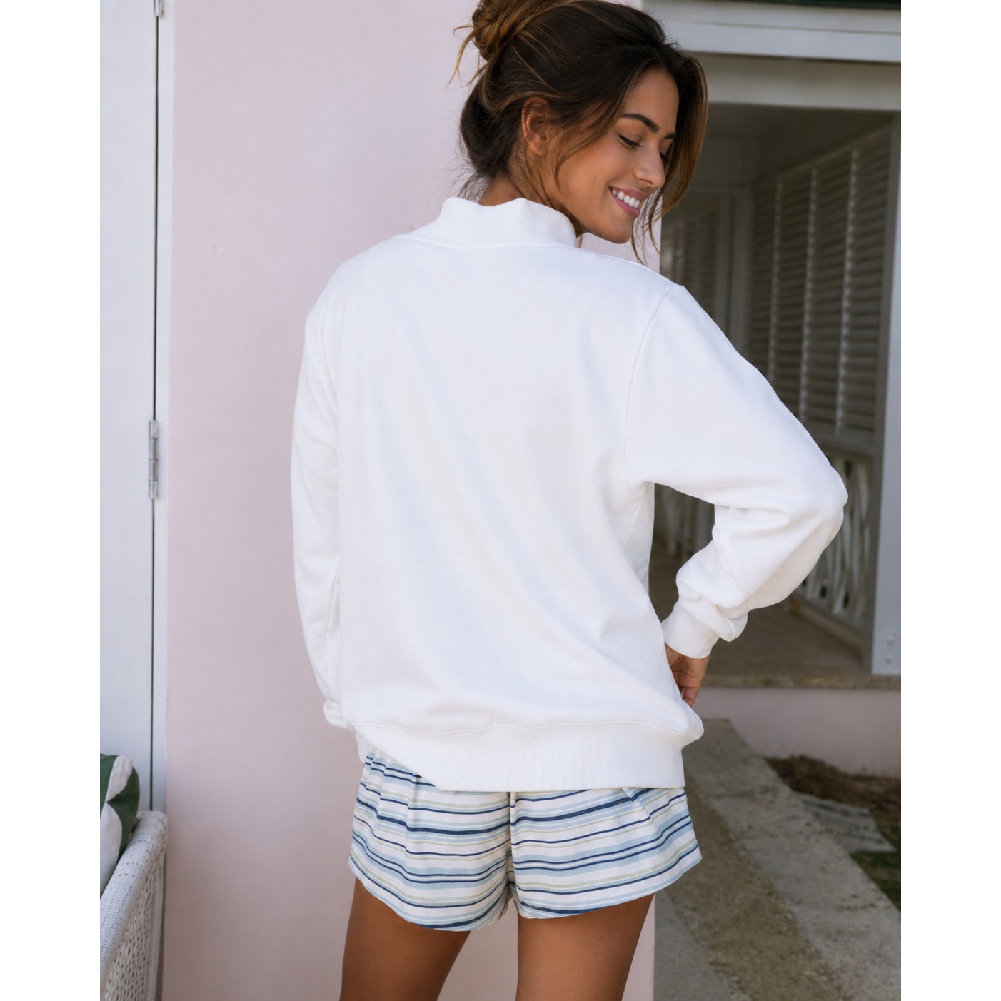 PARKE Heritage Varsity Mockneck Sweatshirt White Women's Pullover NWT XXL