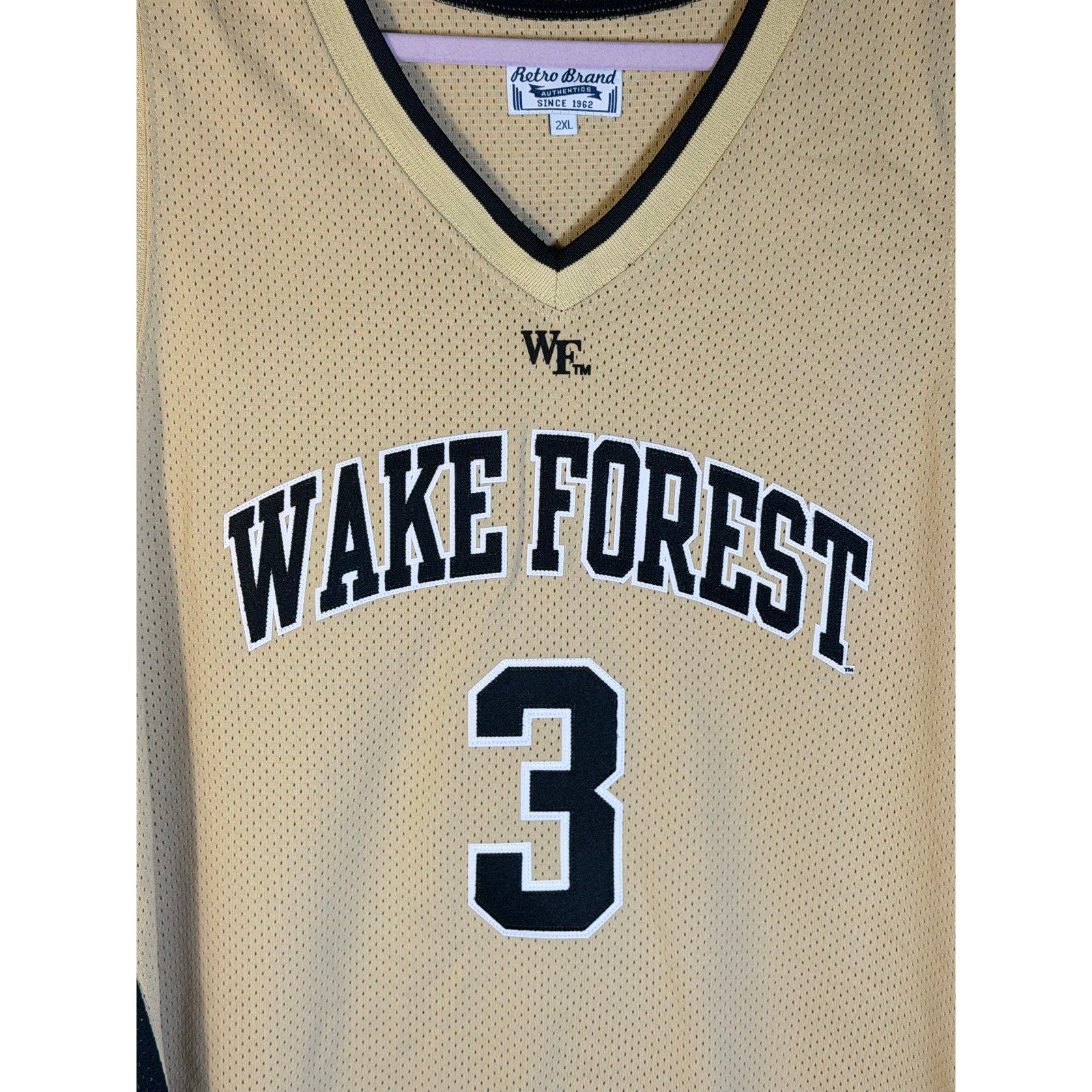 Retro Brand Wake Forest #3 Basketball Jersey Vegas Gold Men's 2XL NWT