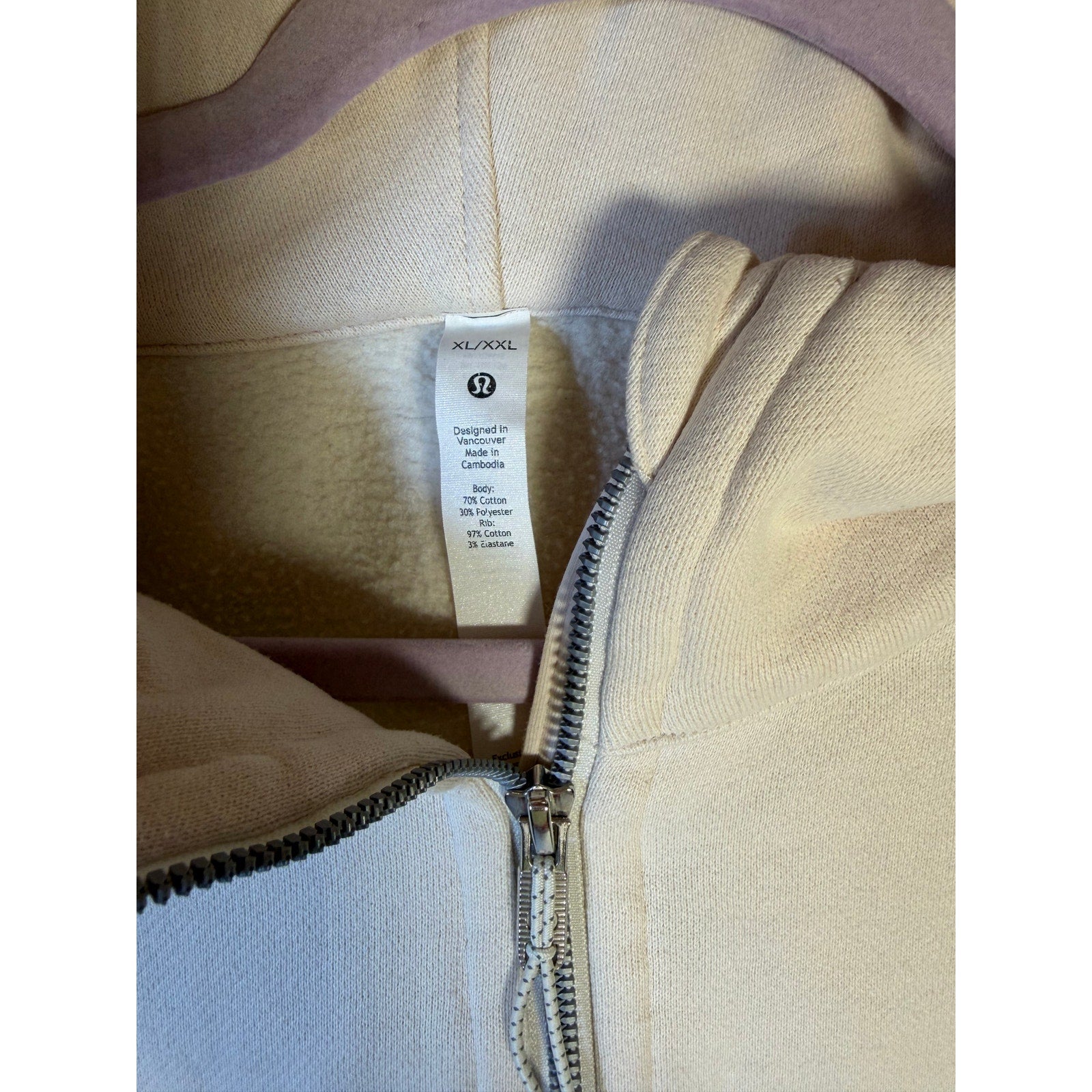 Lululemon Scuba Half Zip Hoodie Women's XL/XXL Cream Oversized Pullover