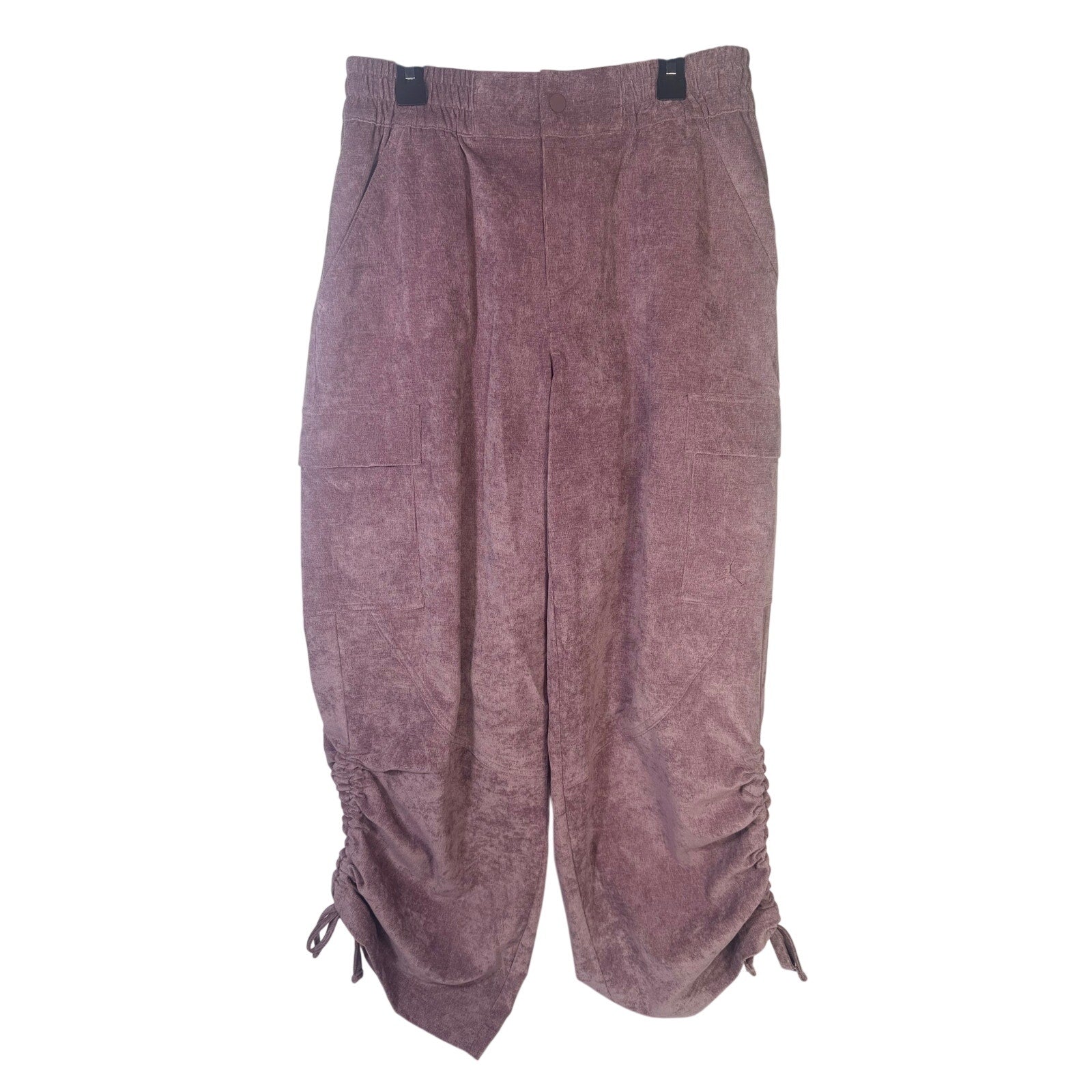 Jordan Chicago women's corduroy cargo pants in size small, featuring multiple pockets and a relaxed fit.
