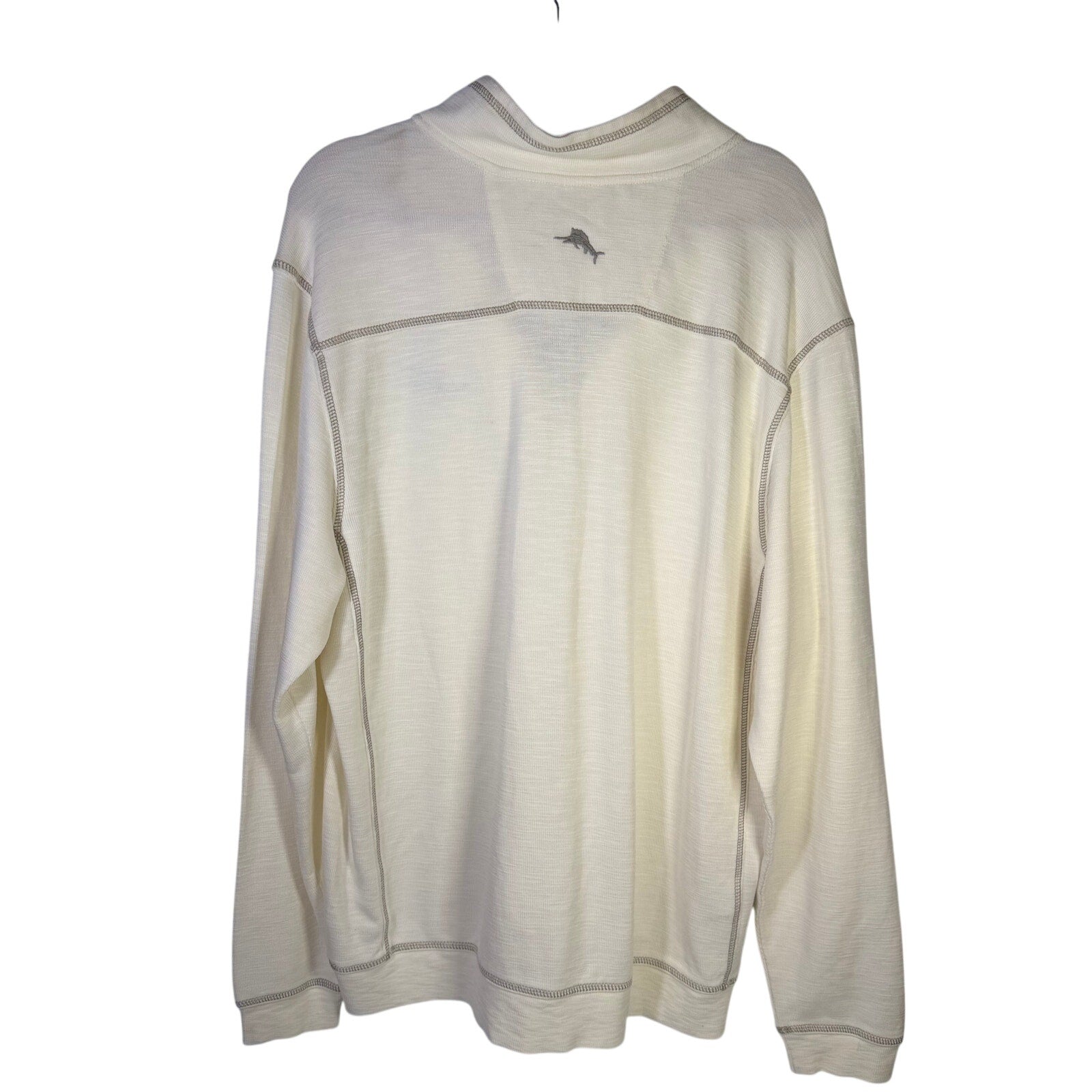 Tommy Bahama Miami Dolphins NFL Tobago Bay Half-Zip Sweatshirt Men’s XL White - tag close-up