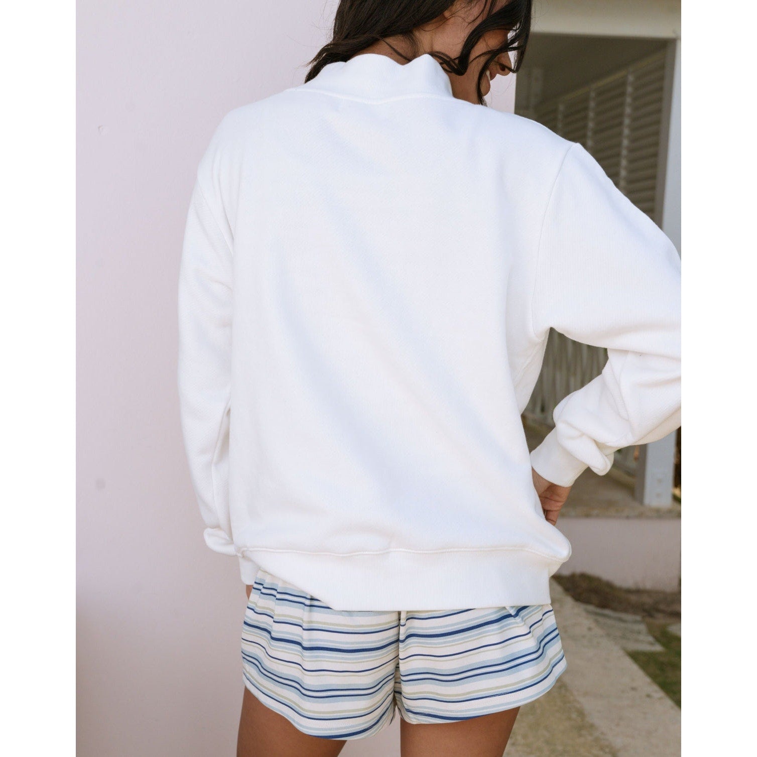 PARKE Heritage Varsity Mockneck Sweatshirt White Women's Pullover NWT