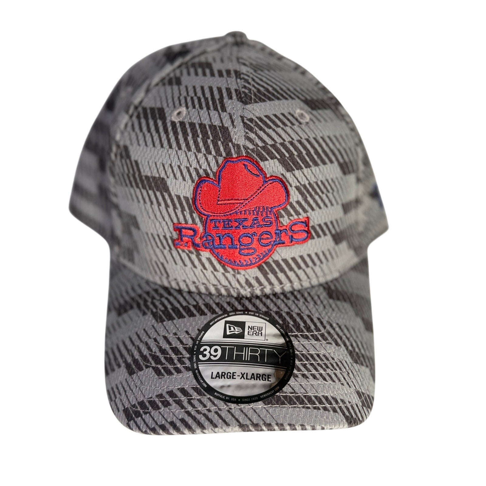 New Era Texas Rangers 39THIRTY Flex Fit Hat Gray Camo L/XL MLB NWT Cap