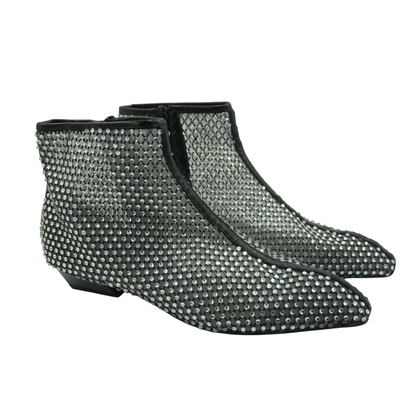 Rebecca Minkoff Crystal Mesh Booties – Women’s Size 8M – Black – 40mm Heel – NIB