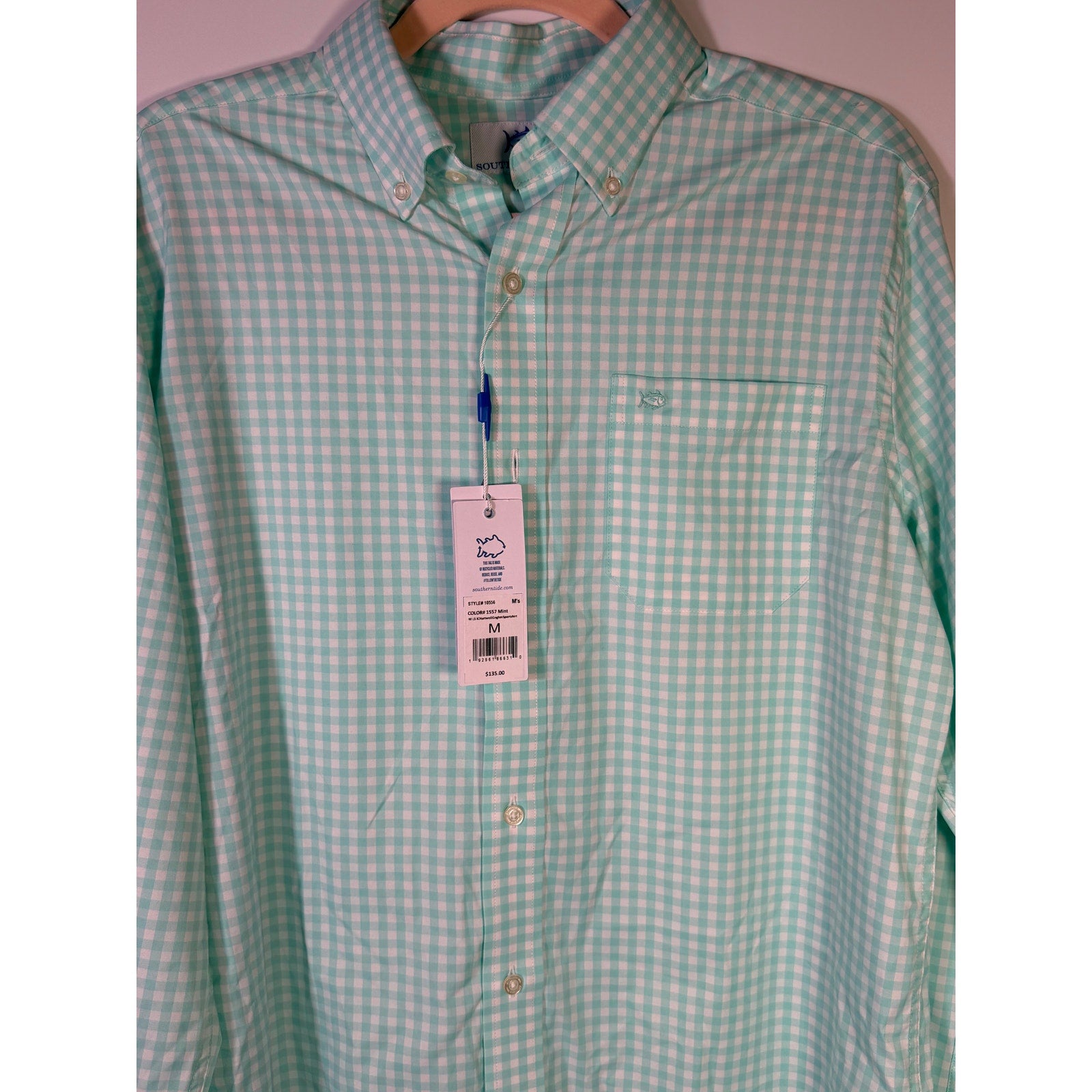 Southern Tide IC Hartwell Gingham Sport Shirt Men's Medium Mint NWT