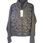 CALIA Women's Cold Dash Run Jacket in pure black, size medium, featuring a hybrid quilted design for activewear and running.