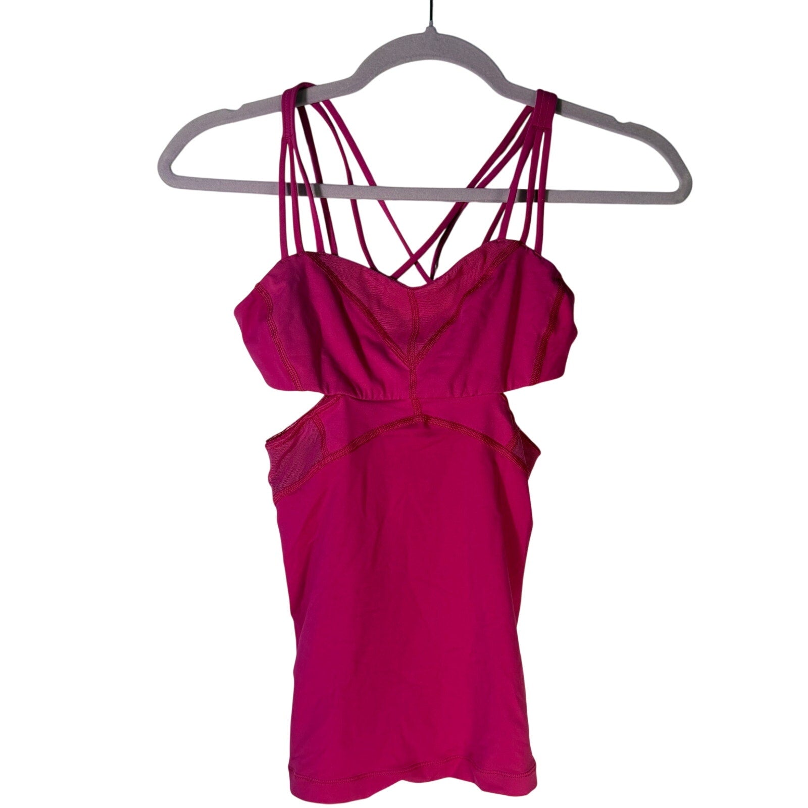 Lululemon Women’s Strappy Cutout Athletic Tank Top Magenta Size 2 Pre-owned