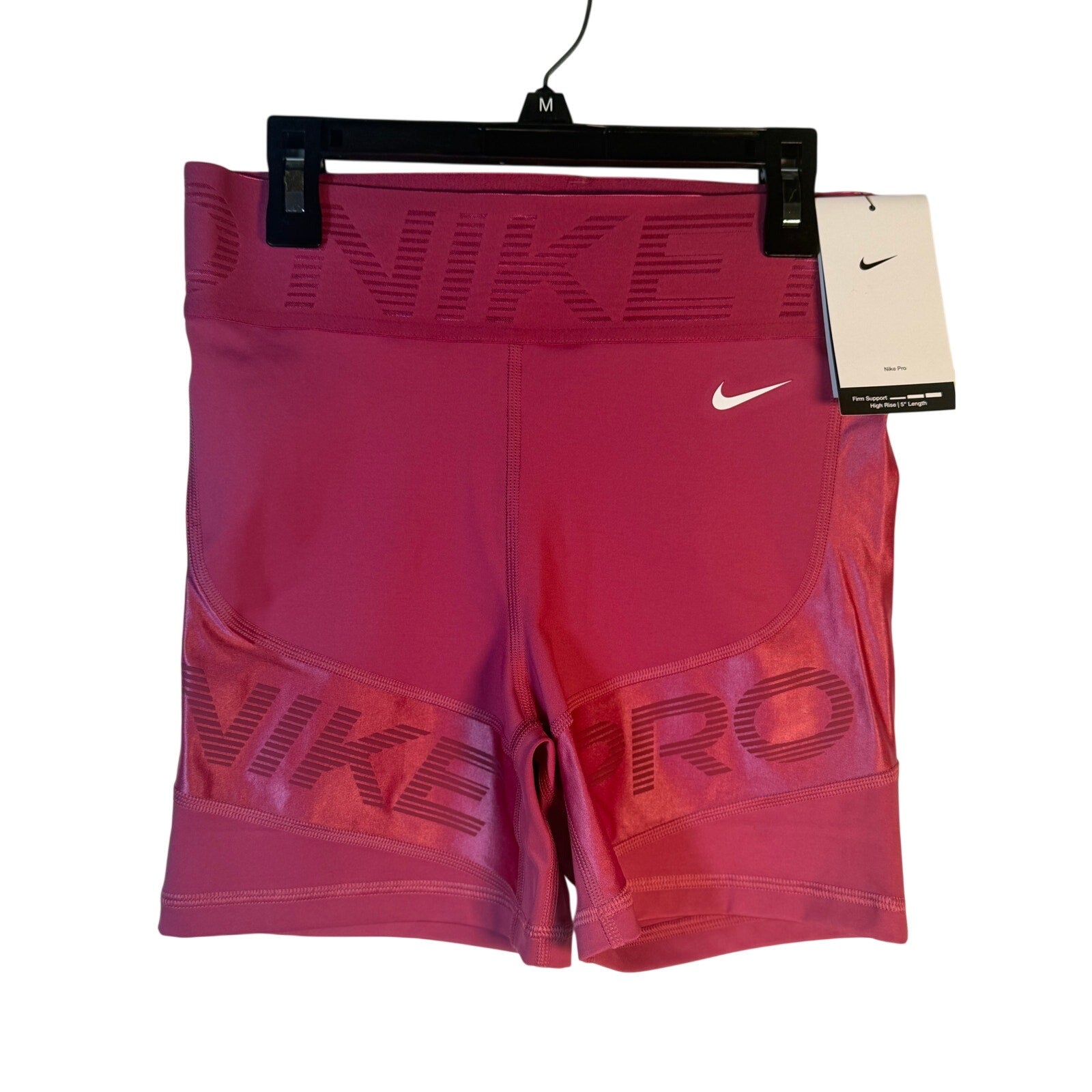 Nike Pro High Rise 5" Training Shorts Women's Large Firm Support Berry NWT