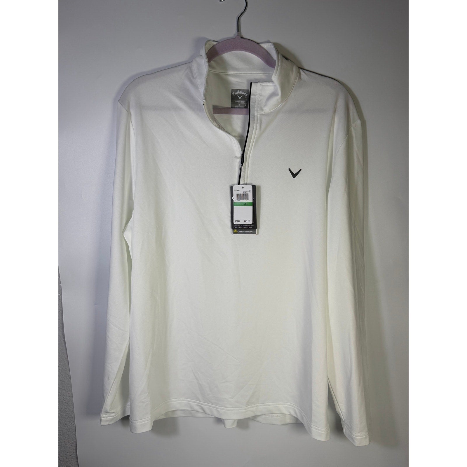 Callaway Women’s Opti-Dri Quarter Zip Golf Pullover White Size L NWT