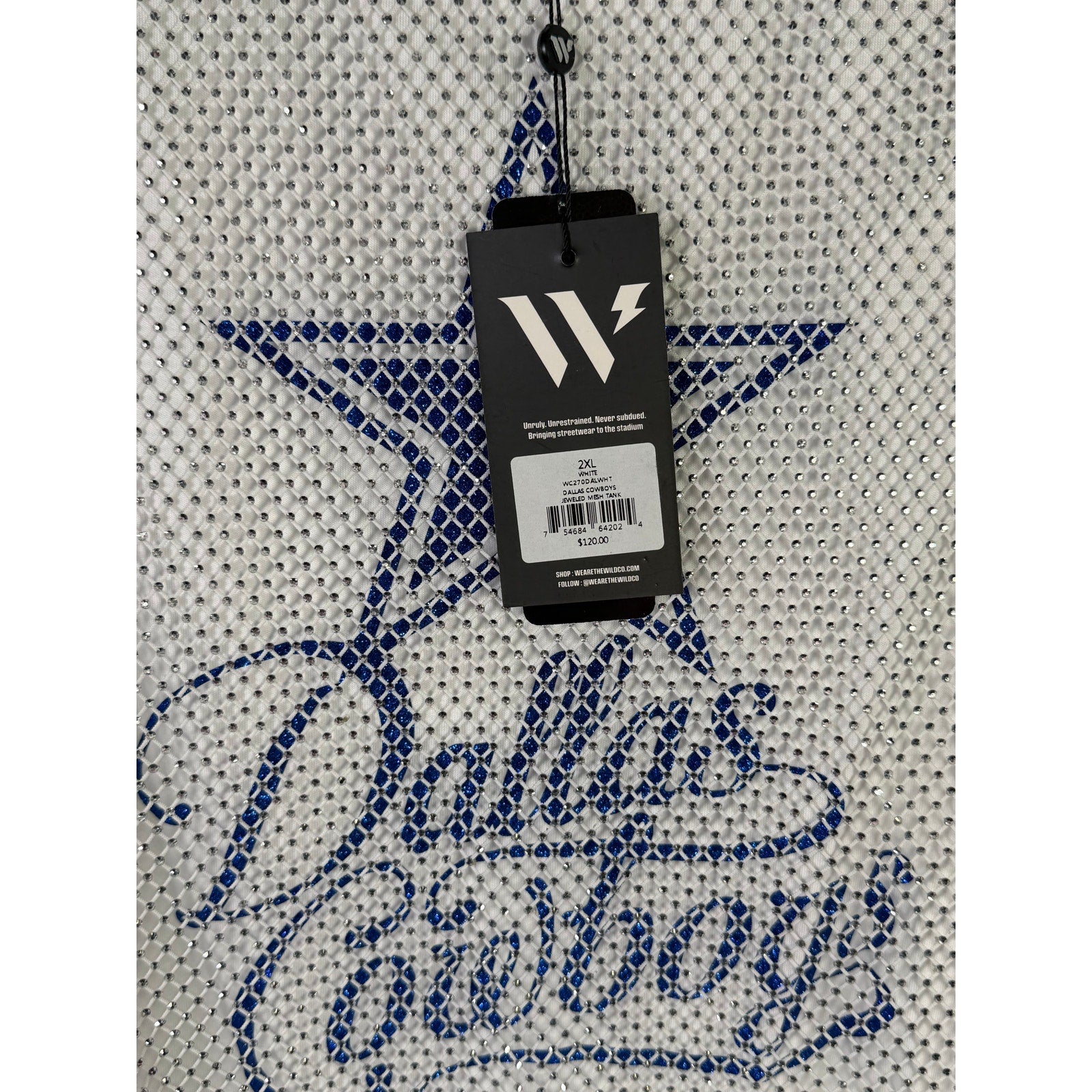 WEAR by Erin Andrews Dallas Cowboys Jeweled Mesh Tank White Women's 2XL NWT
