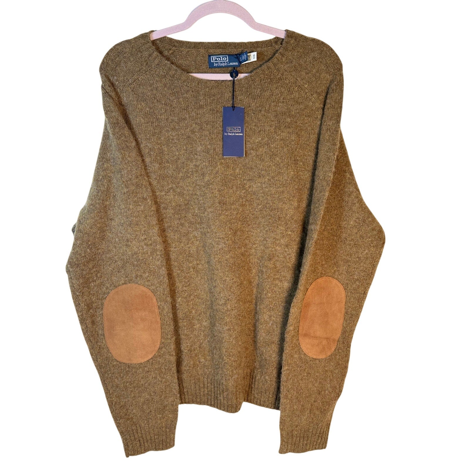 Polo Ralph Lauren Aviator Brown Crewneck Wool Sweater Men's XXL NWT