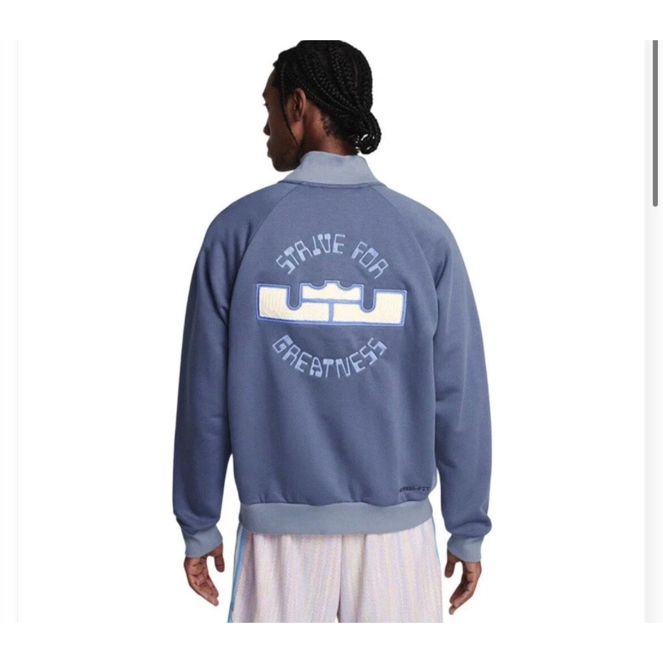 Nike LeBron Basketball Bomber Jacket Blue Men's Large Snap Button FZ1034-491
