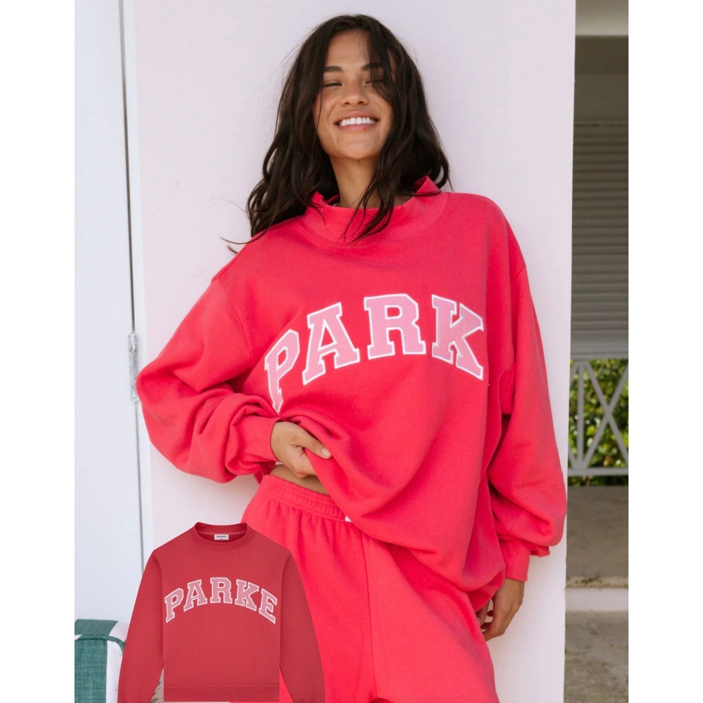 PARKE Heritage Varsity Mockneck Sweatshirt Pink Women's Pullover NWT S
