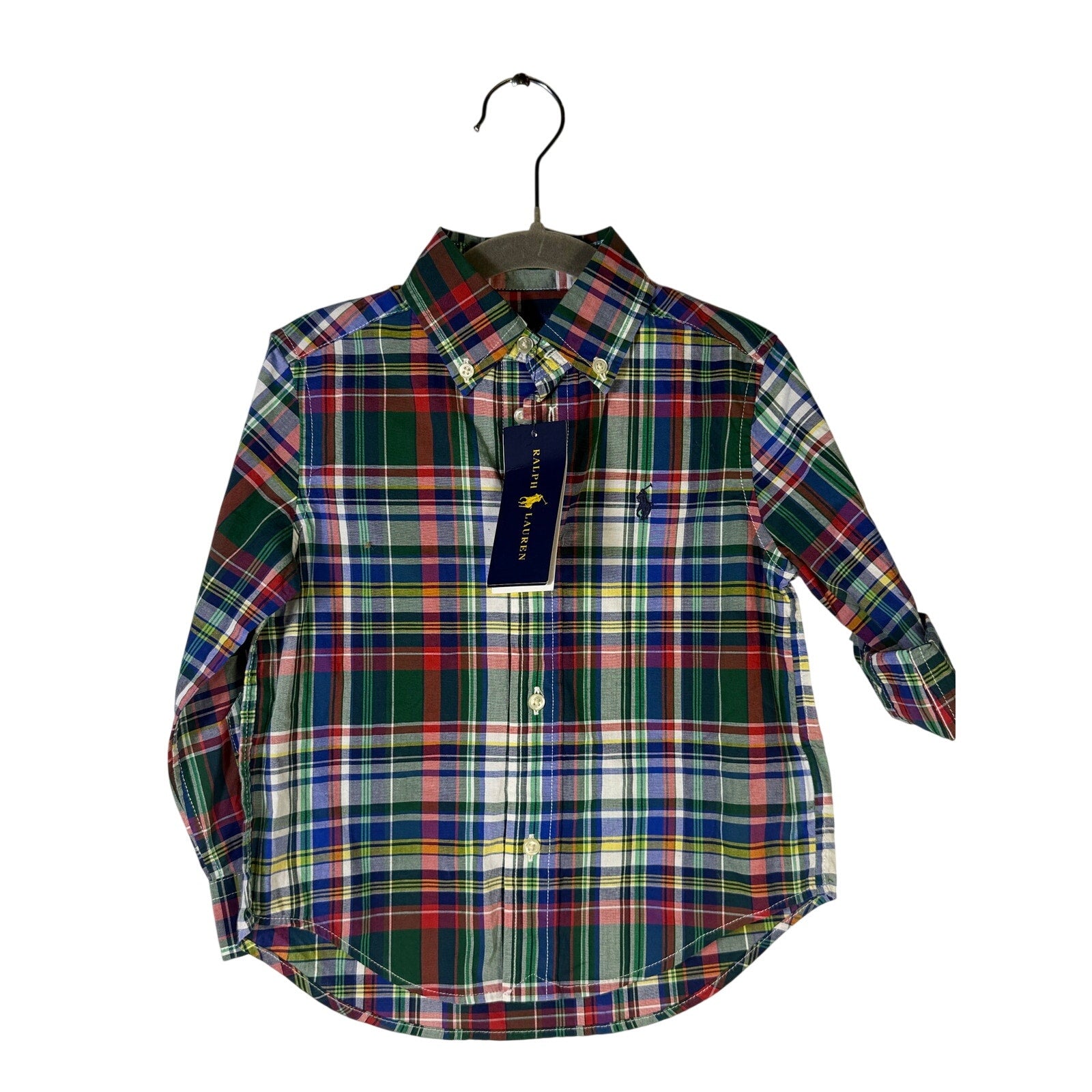 Polo Ralph Lauren Boys Plaid Shirt Khaki Chino Shorts Size 2T Outfit Set