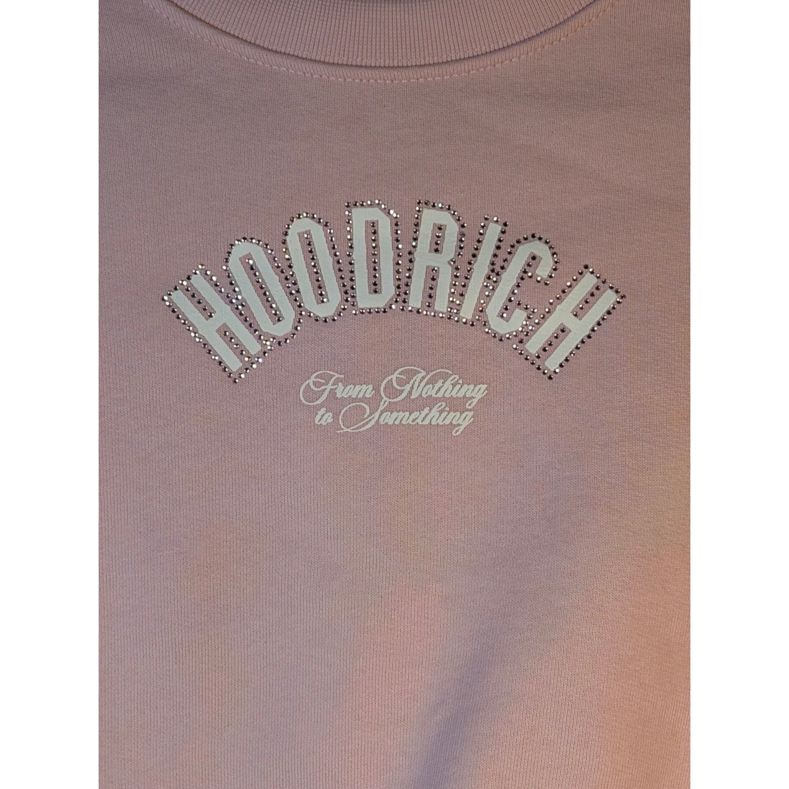 Hoodrich Rhinestone Logo Cropped Sweatshirt Women's Small Pink Crewneck Pullover NWT