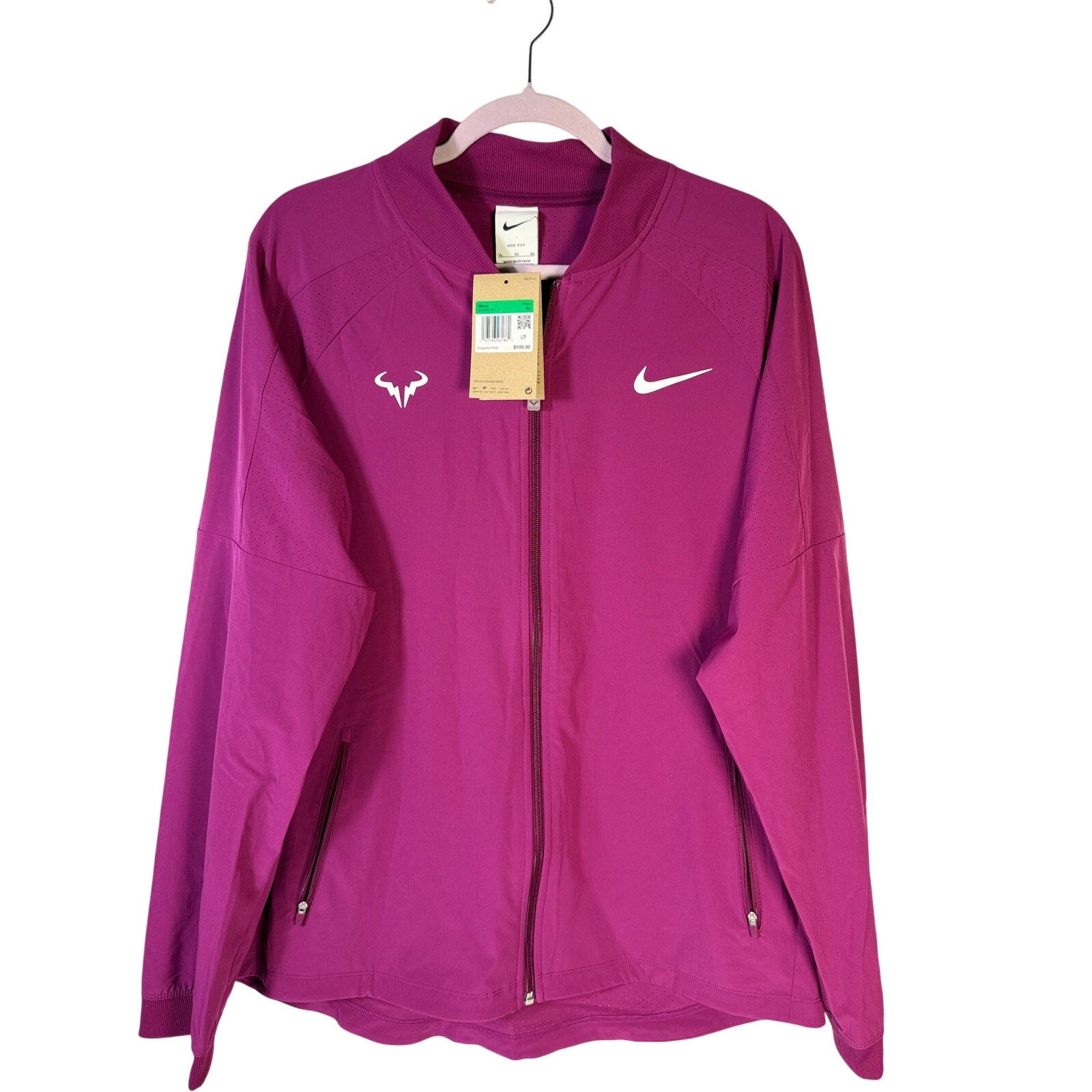 Nike Rafa Dri-FIT Tennis Jacket Men's XL Full Zip Purple NWT DV2885-611