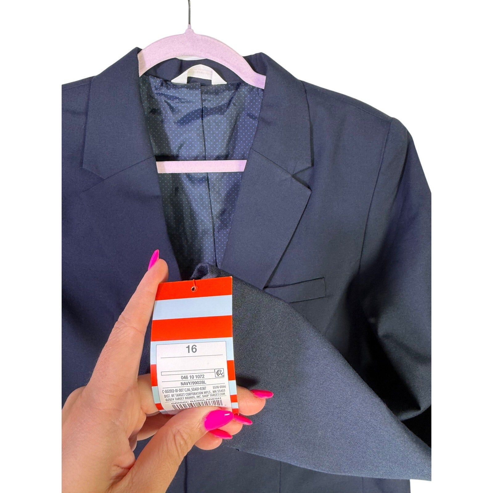 Boy's navy blue blazer by Cat & Jack, size 16, two-button suit jacket, tailored and stylish for formal occasions.