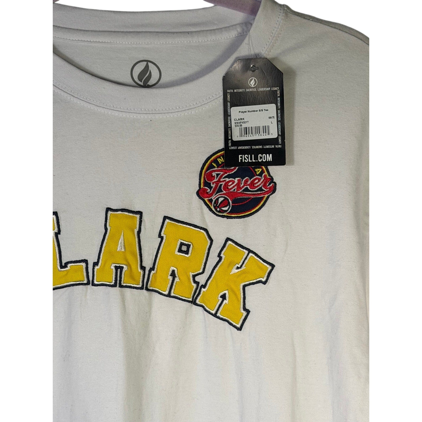 FISLL Indiana Fever Caitlin Clark T-Shirt White Size L NWT