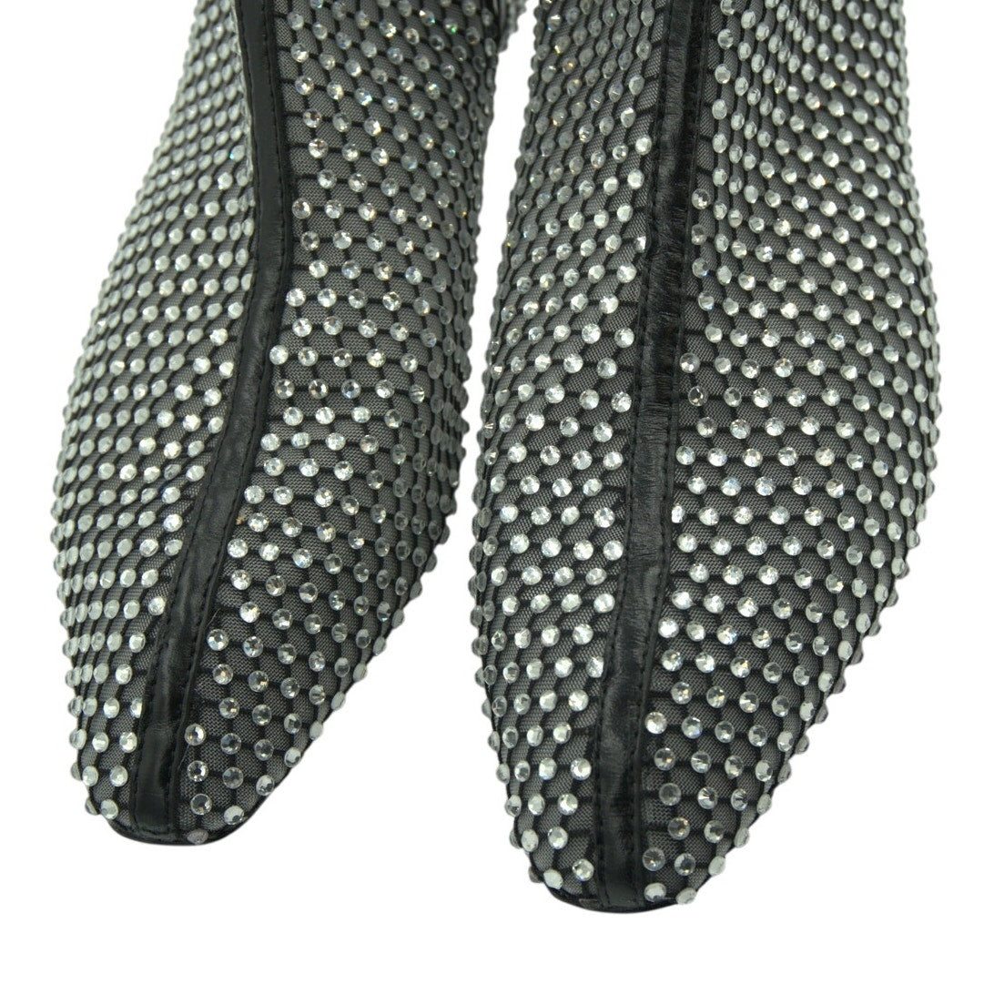 Rebecca Minkoff Crystal Mesh Booties – Women’s Size 8M – Black – 40mm Heel – NIB