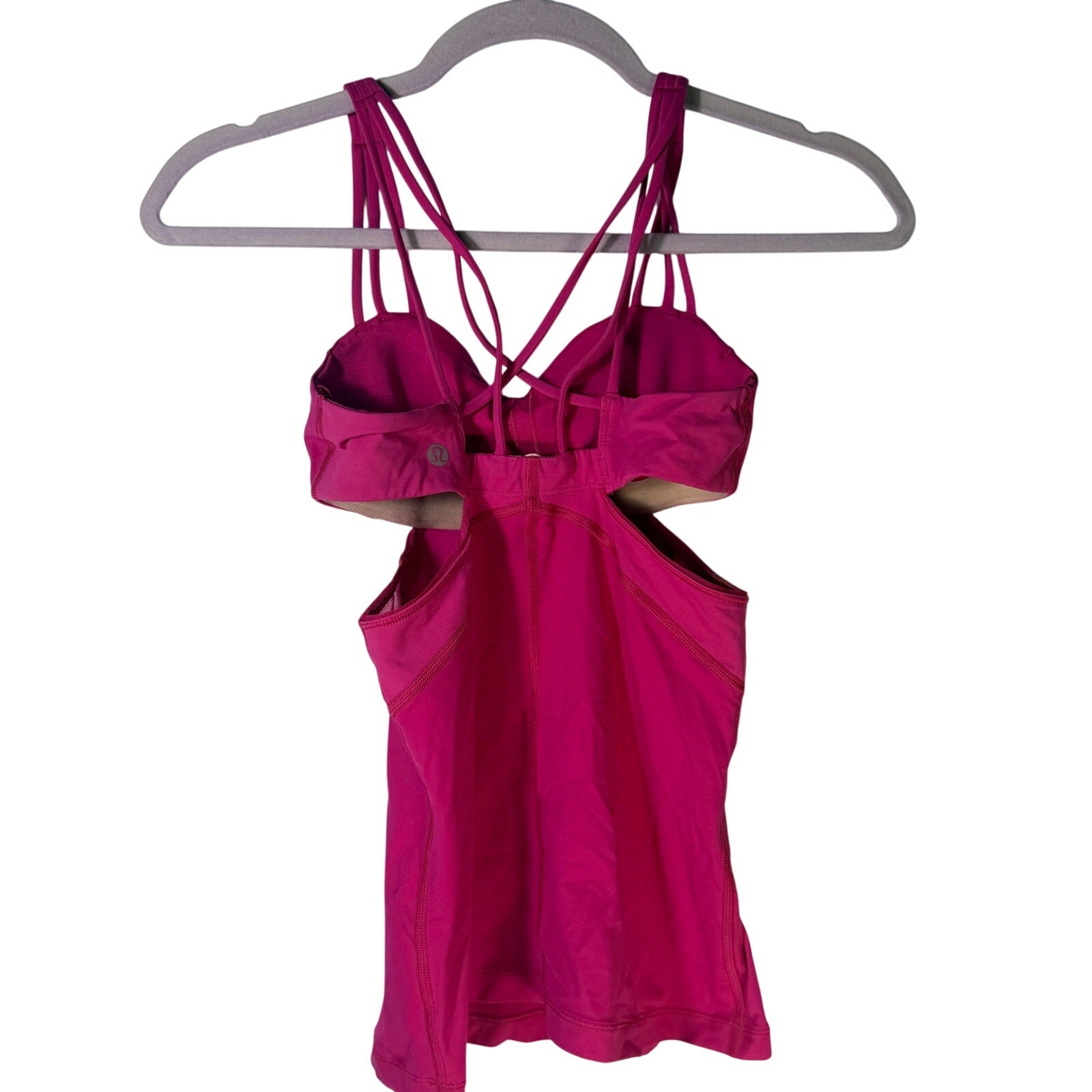 Lululemon Women’s Strappy Cutout Athletic Tank Top Magenta Size 2 Pre-owned