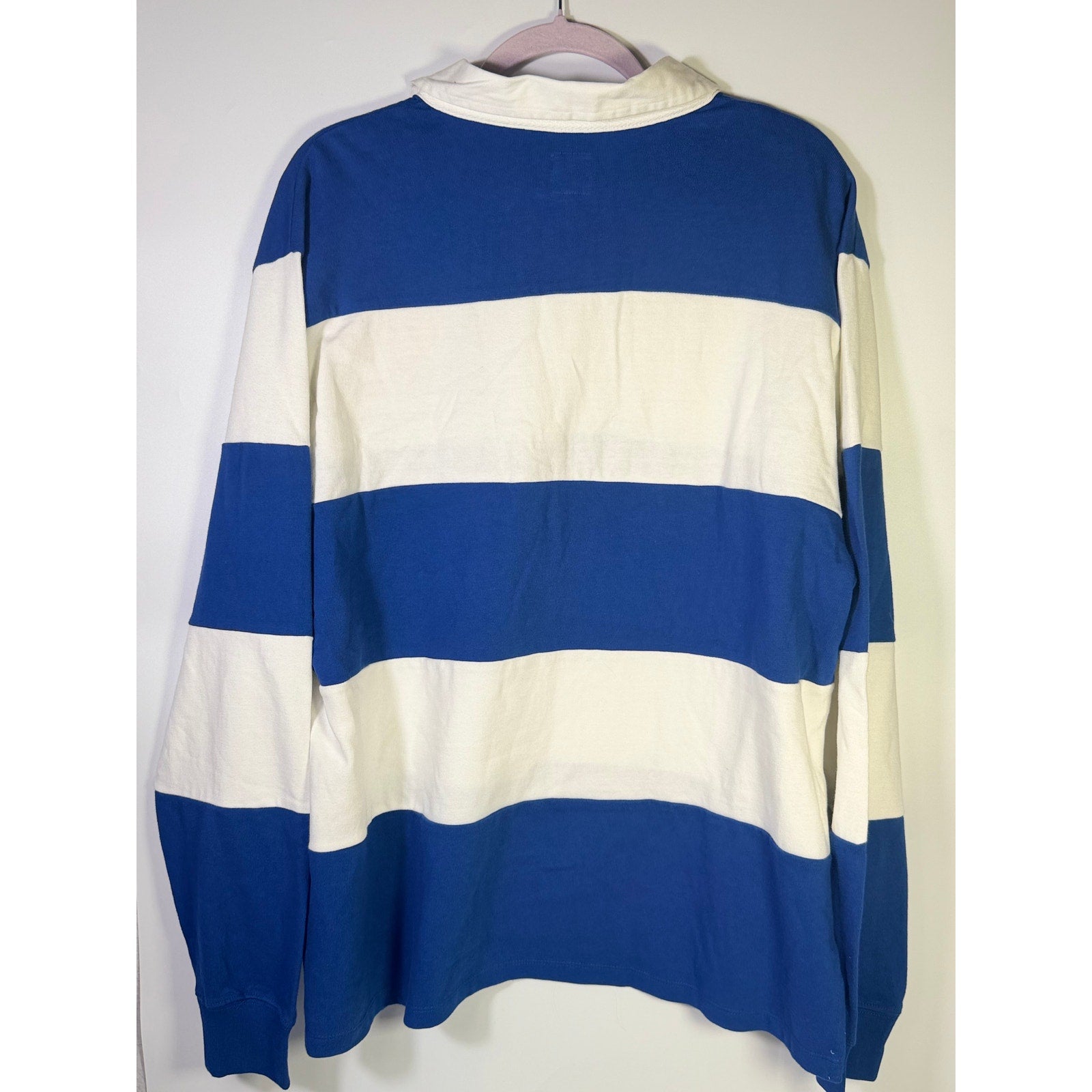 47 Brand New York Giants Rugby Shirt Blue White Striped Long Sleeve Men's XL NWT