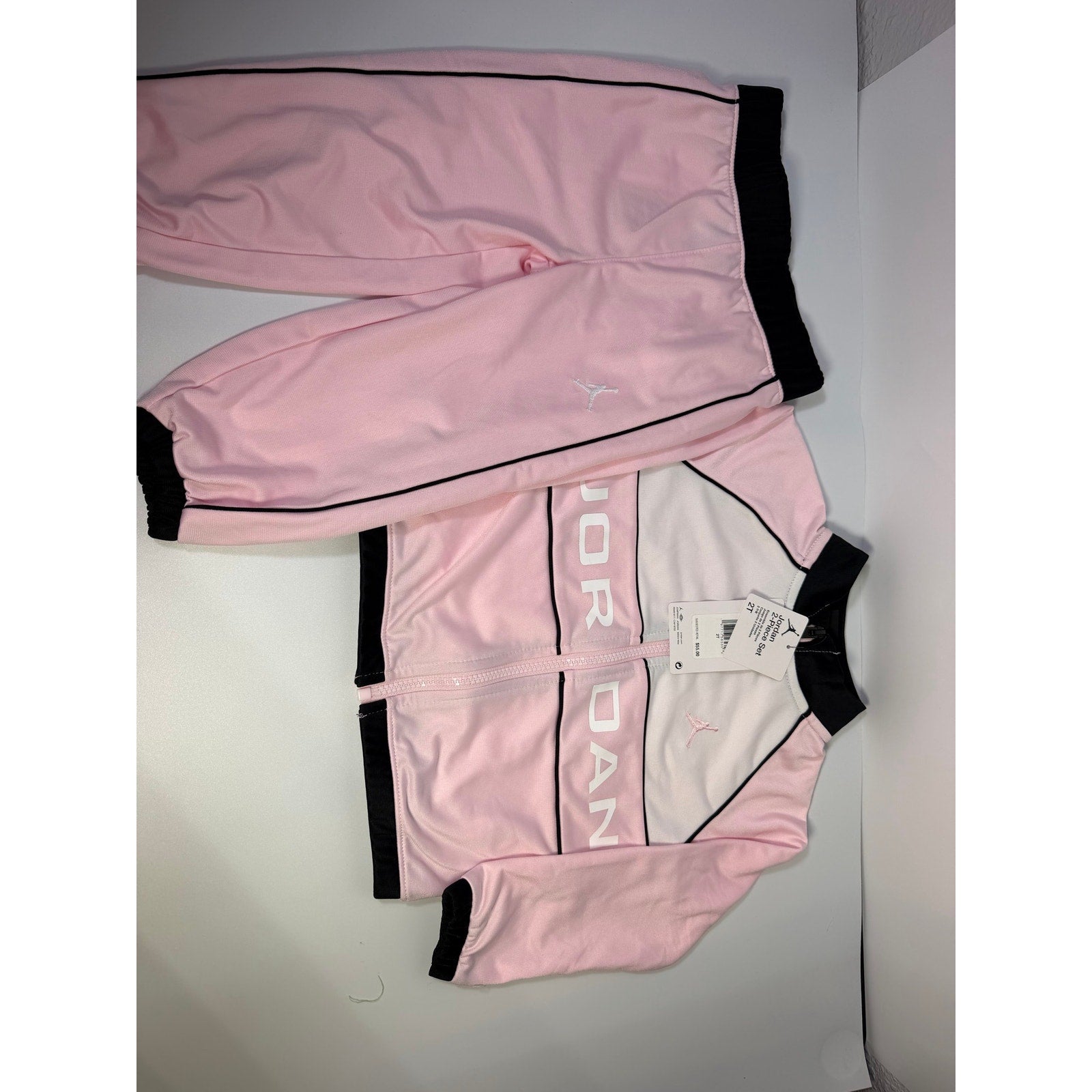 Jordan Toddler Girls 2-Piece Track Jacket Pants Set Pink Black Size 2T NWT