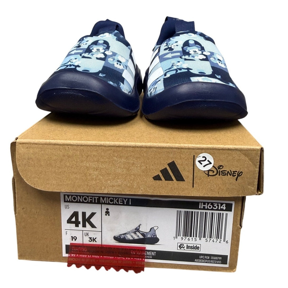 NIB adidas Disney Mickey Mouse Monofit Trainer Kids 4K Slip-On Sneakers